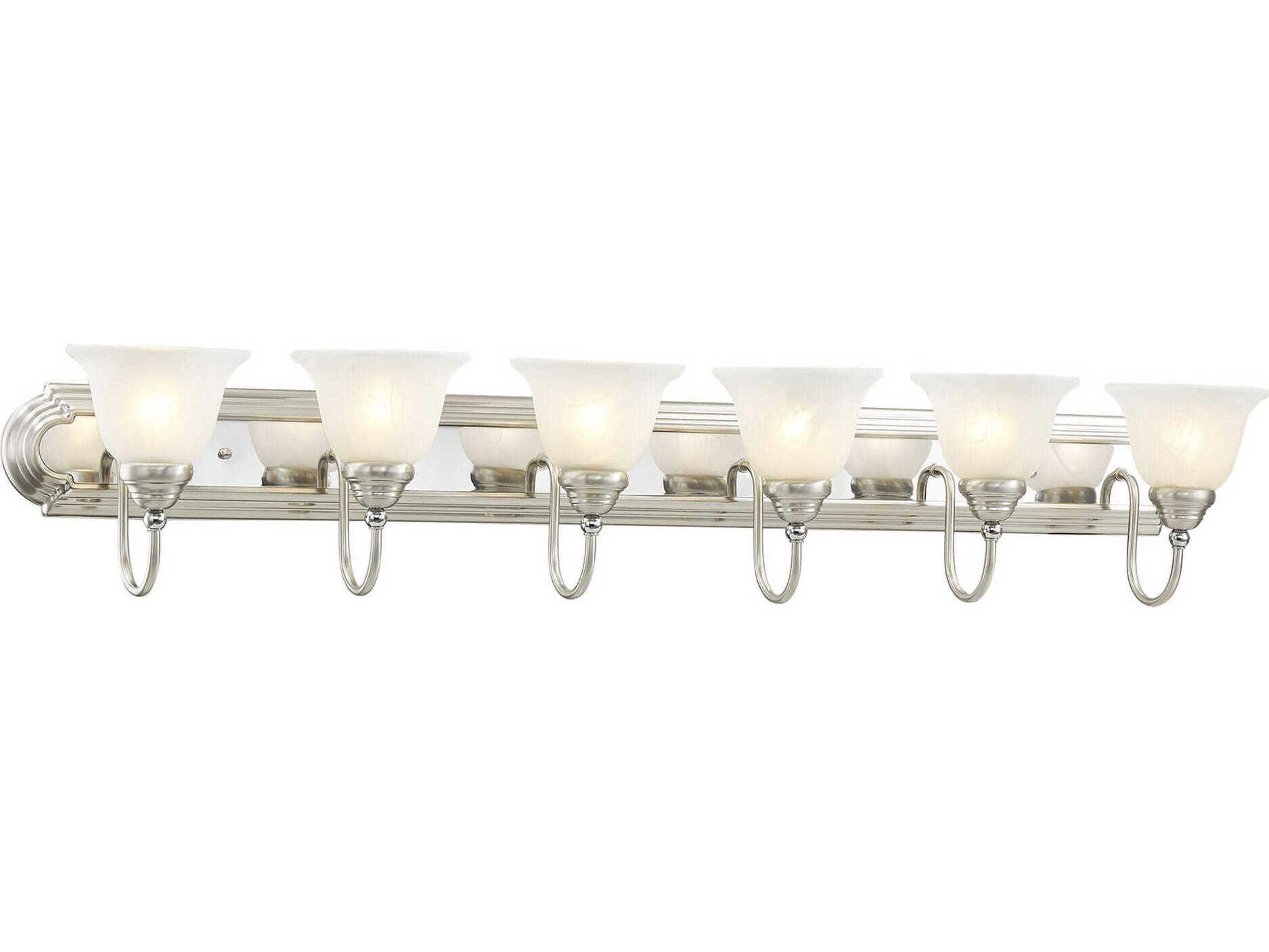 Livex Lighting Belmont 6-Light Brushed Nickel Polished Chrome Glass Vanity Light