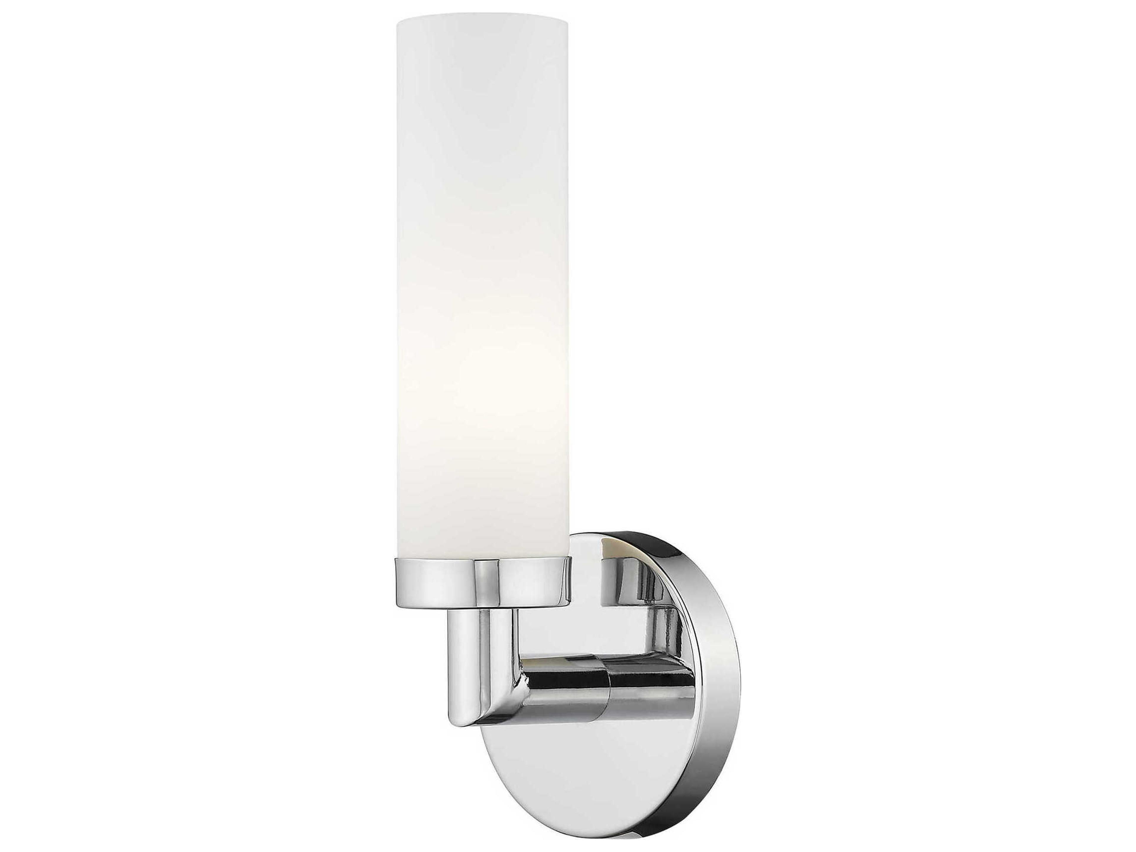 Livex Lighting Aero 1-Light Polished Chrome White Glass Wall Sconce