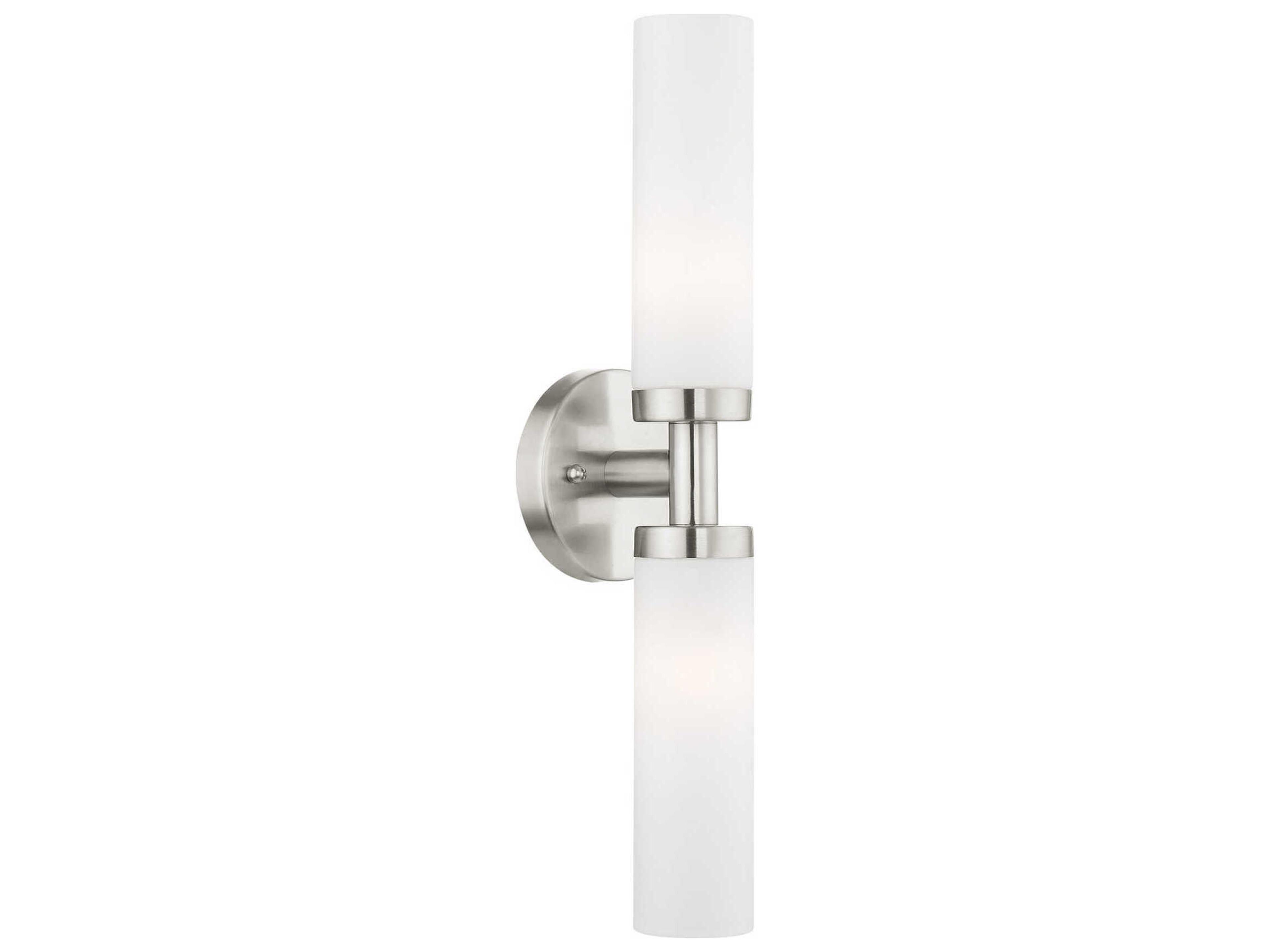 Livex Lighting Aero 2-Light Brushed Nickel White Glass Wall Sconce