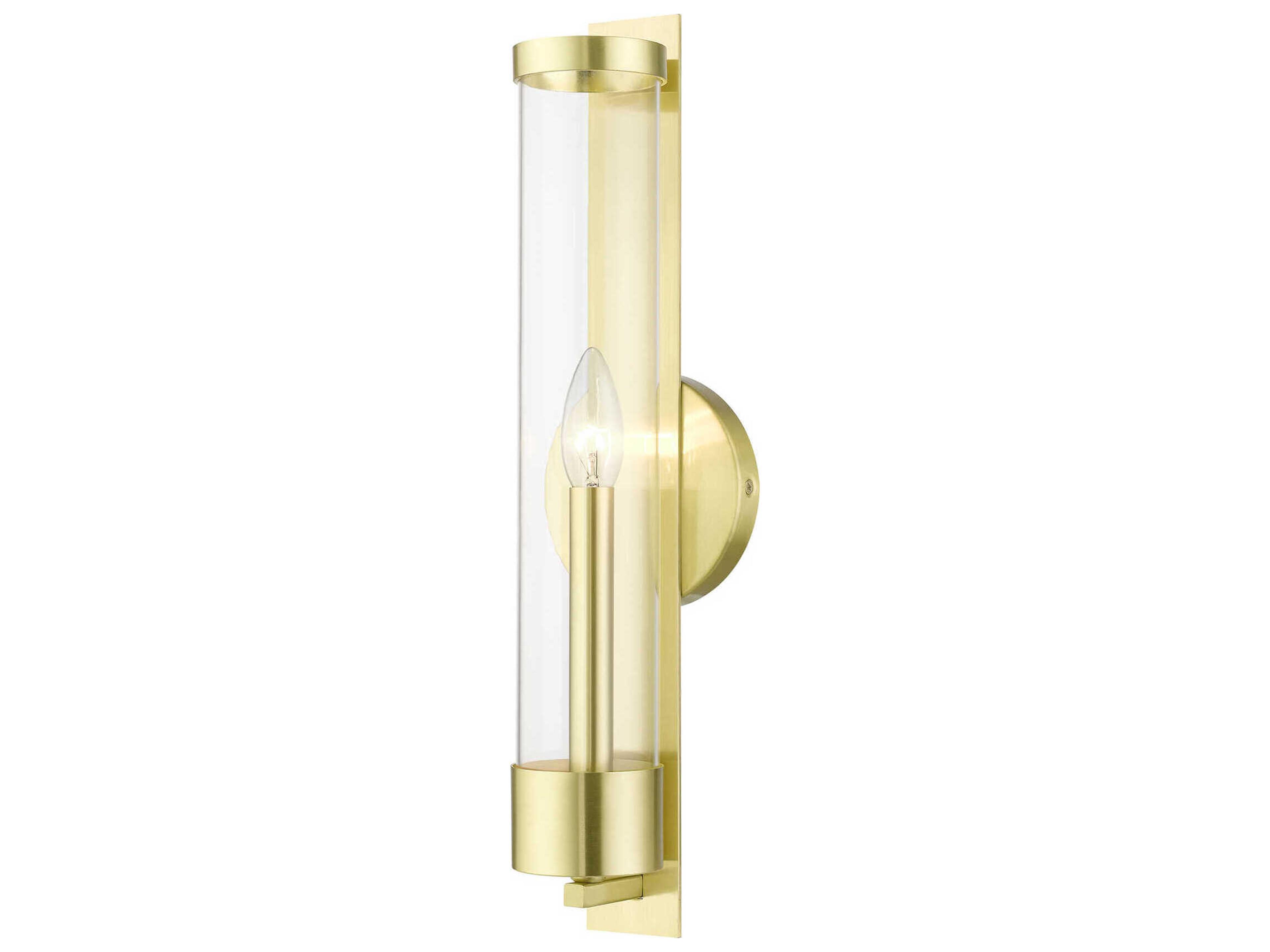 Livex Lighting Castleton 1-Light Satin Brass Glass Wall Sconce