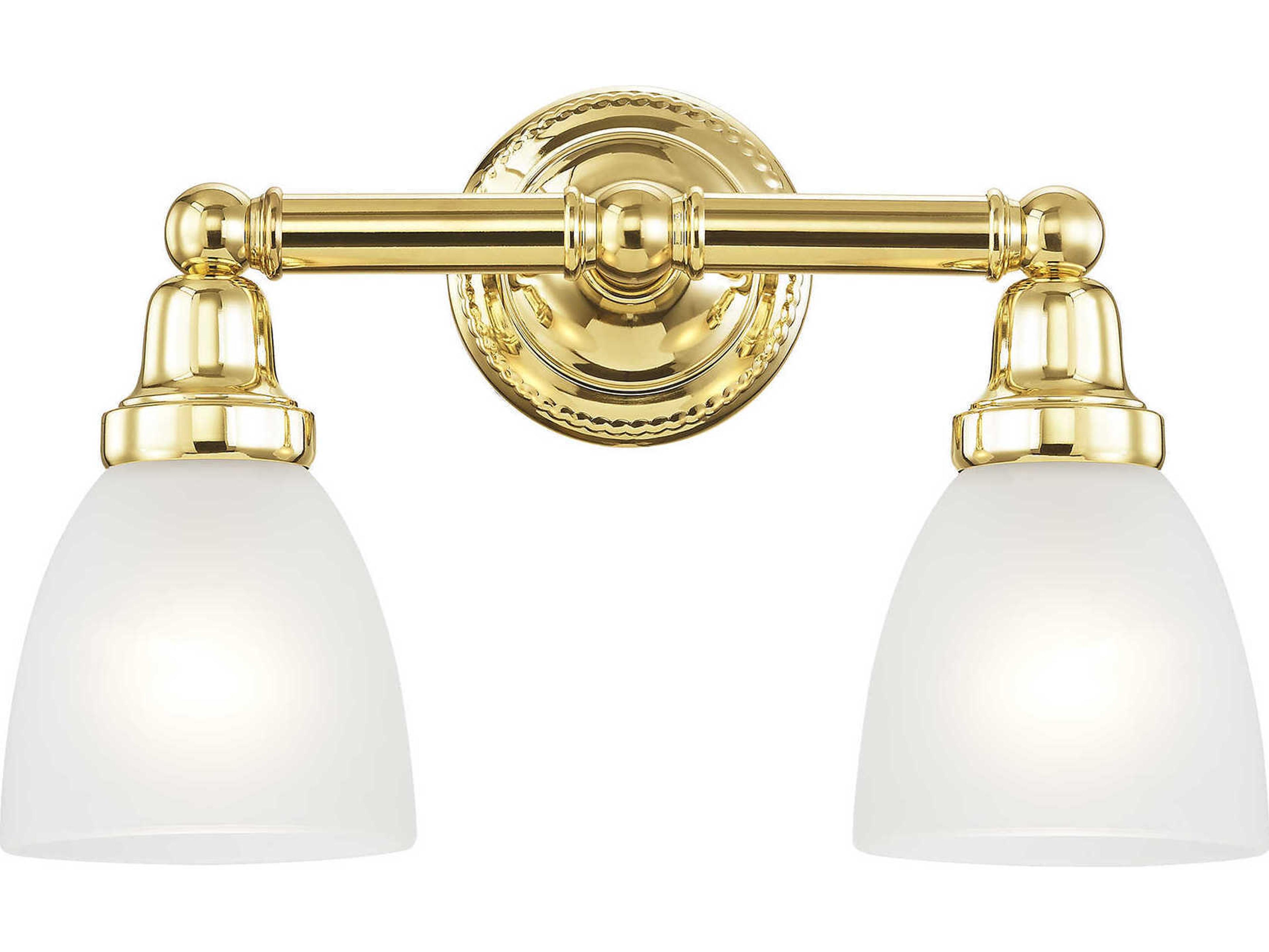 Livex Lighting Classic 2-Light Polished Brass Glass Vanity Light