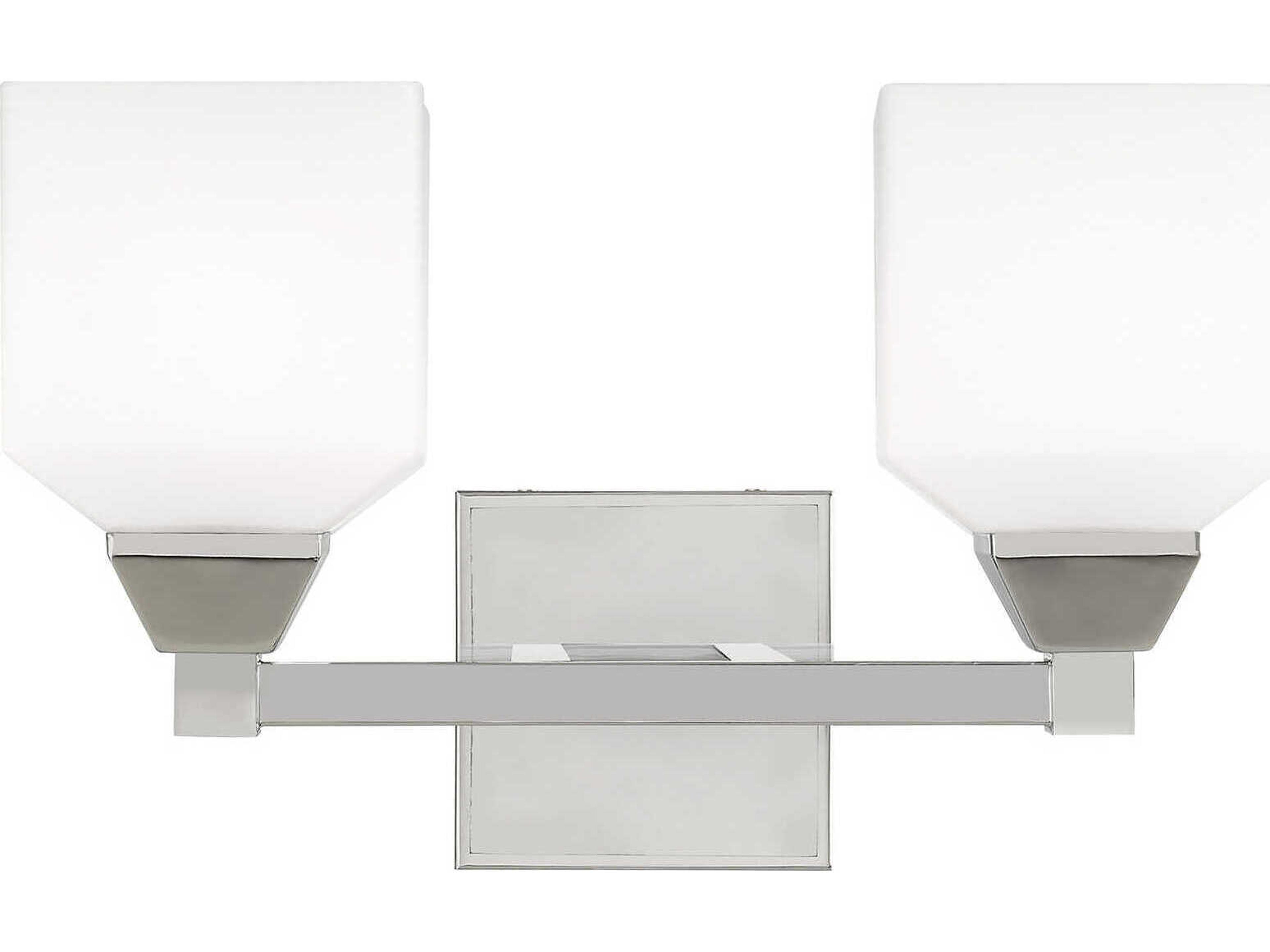 Livex Lighting Aragon 2-Light Polished Chrome White Glass Vanity Light