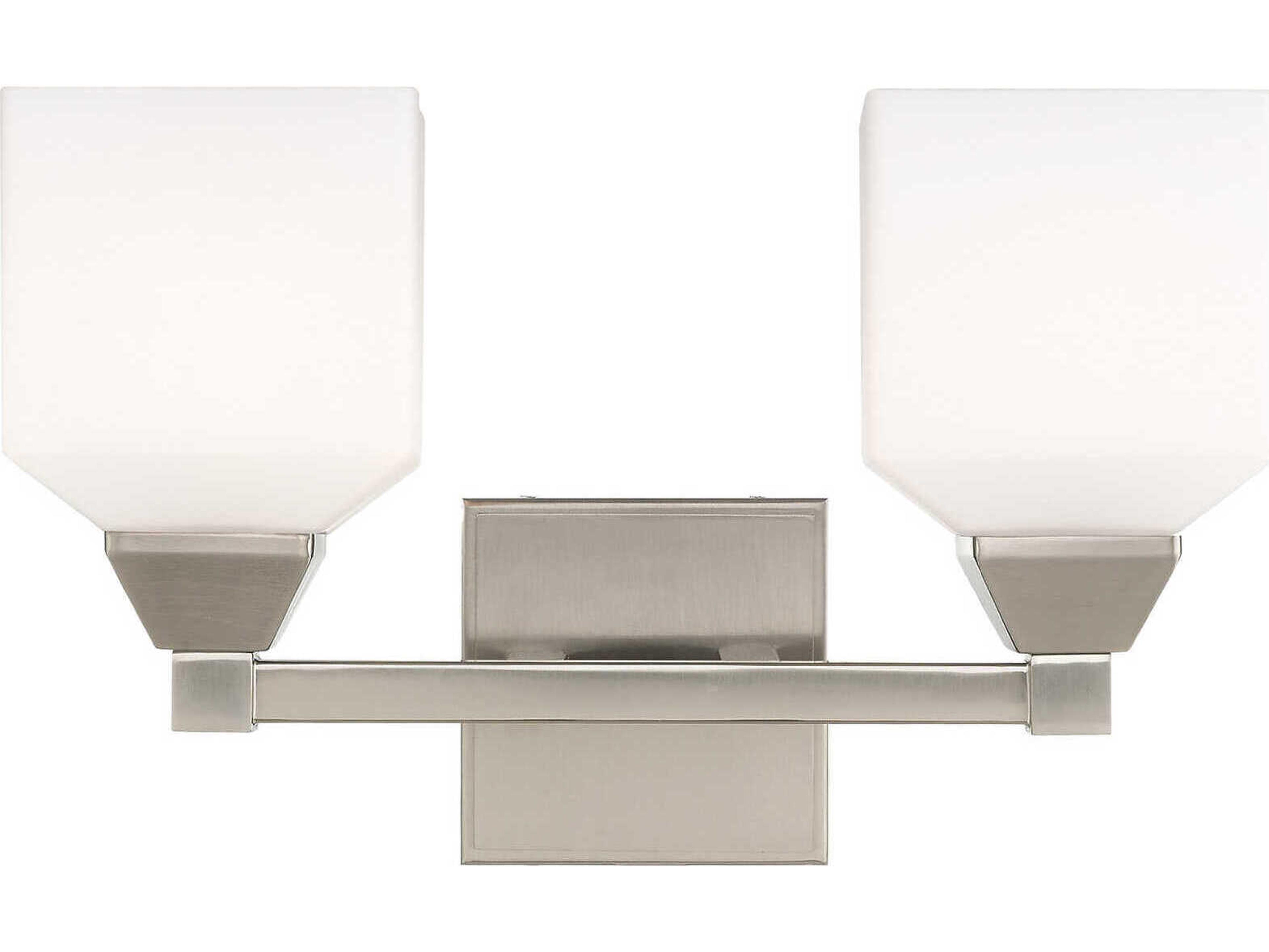 Livex Lighting Aragon 2-Light Brushed Nickel White Glass Vanity Light