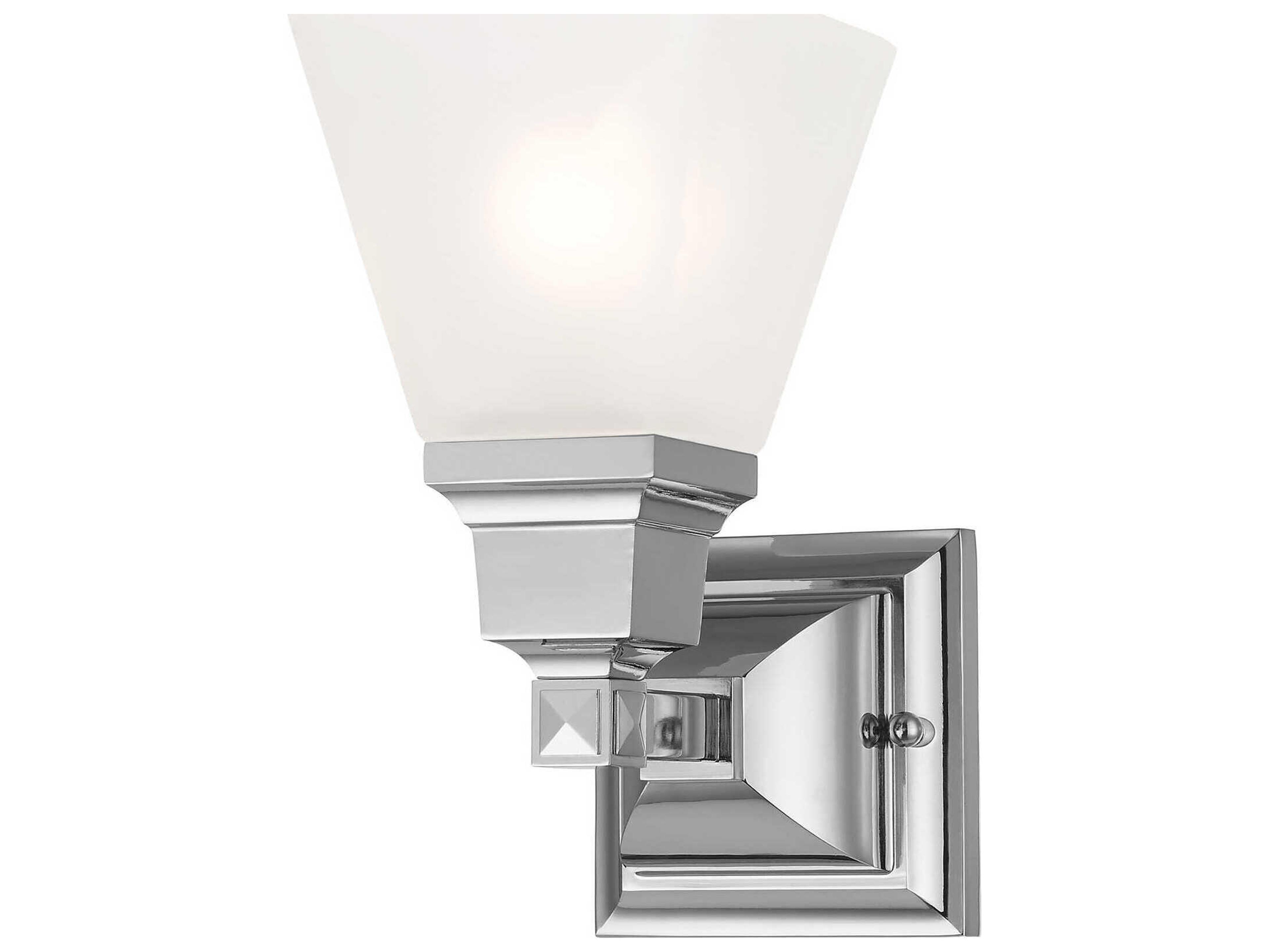 Livex Lighting Mission 1-Light Polished Chrome Glass Wall Sconce