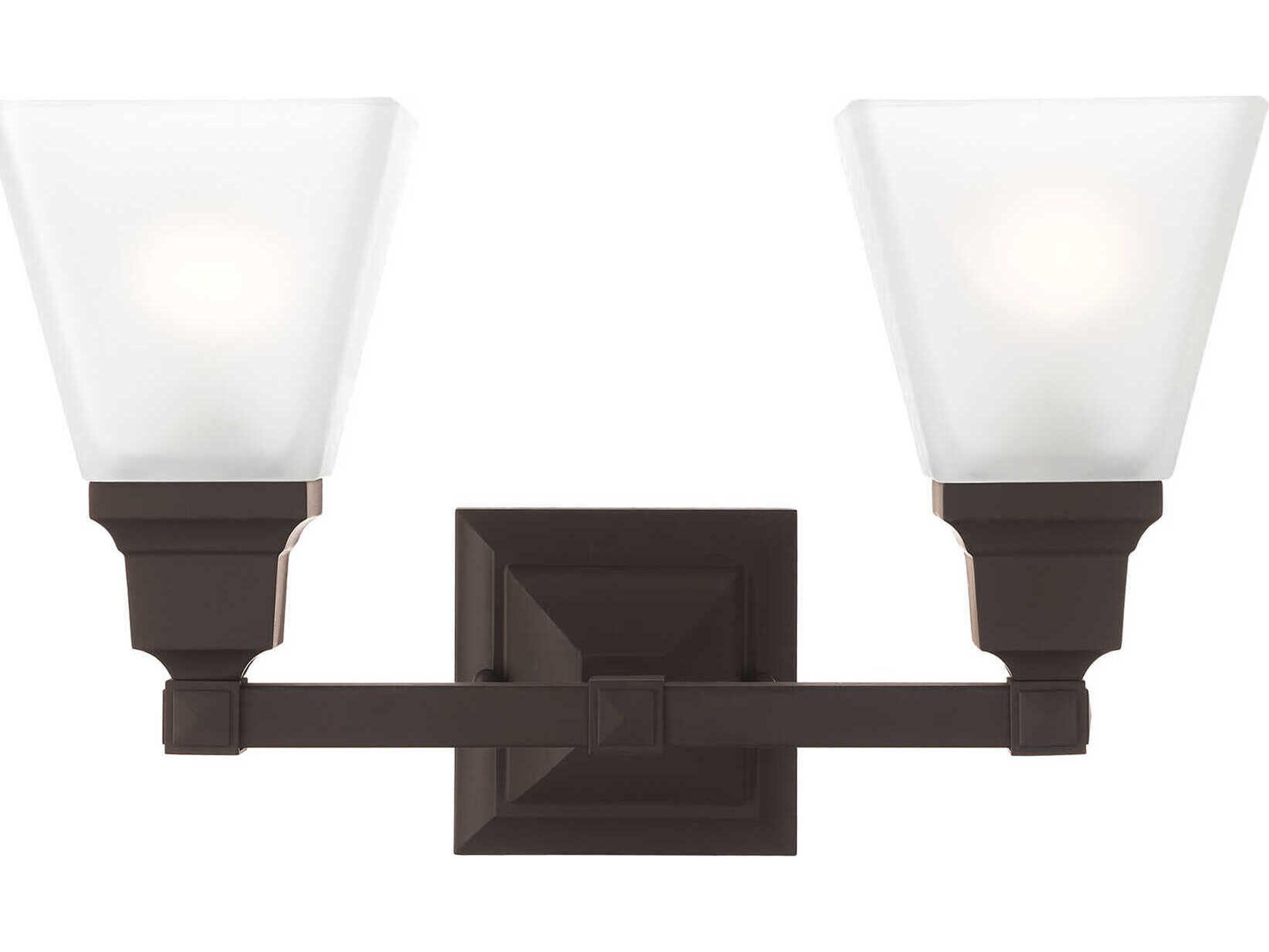 Livex Lighting Mission 2-Light Bronze Glass Vanity Light