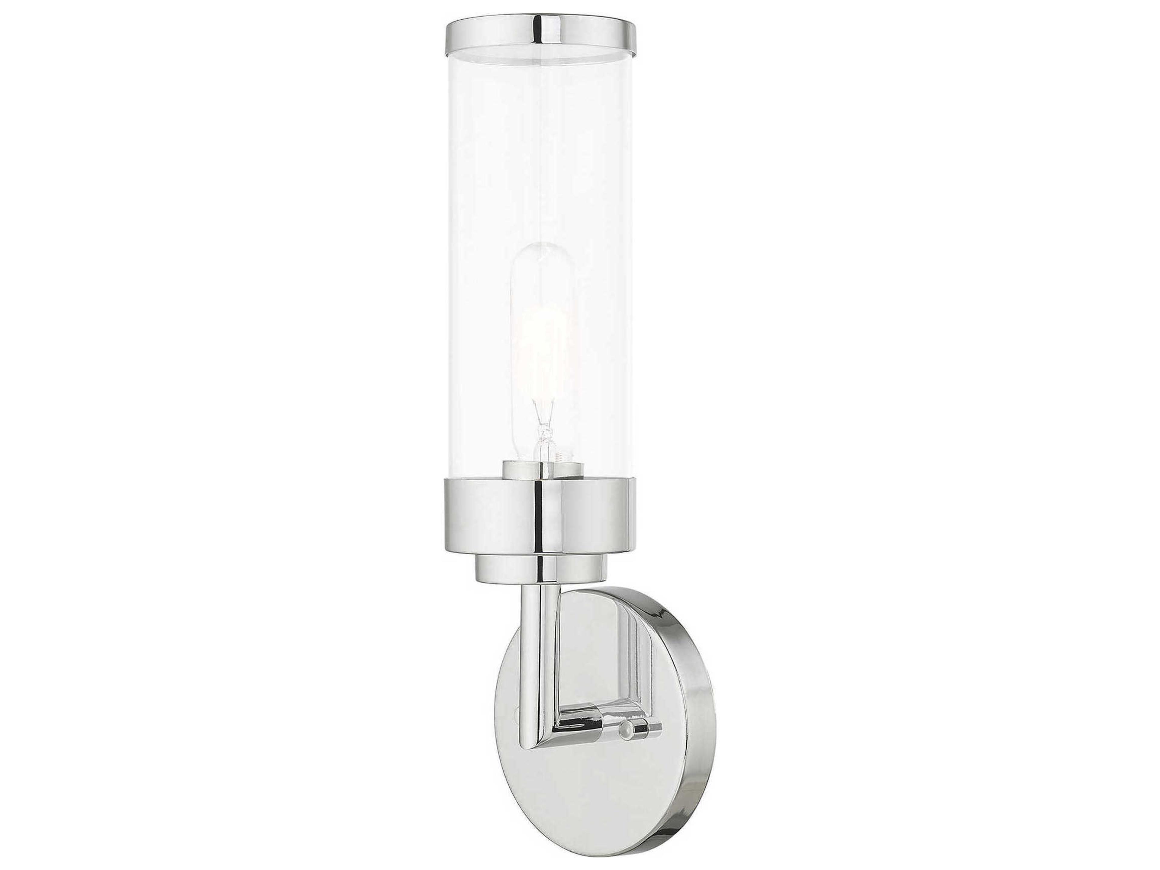 Livex Lighting Hillcrest 1-Light Polished Chrome Clear Glass Wall Sconce