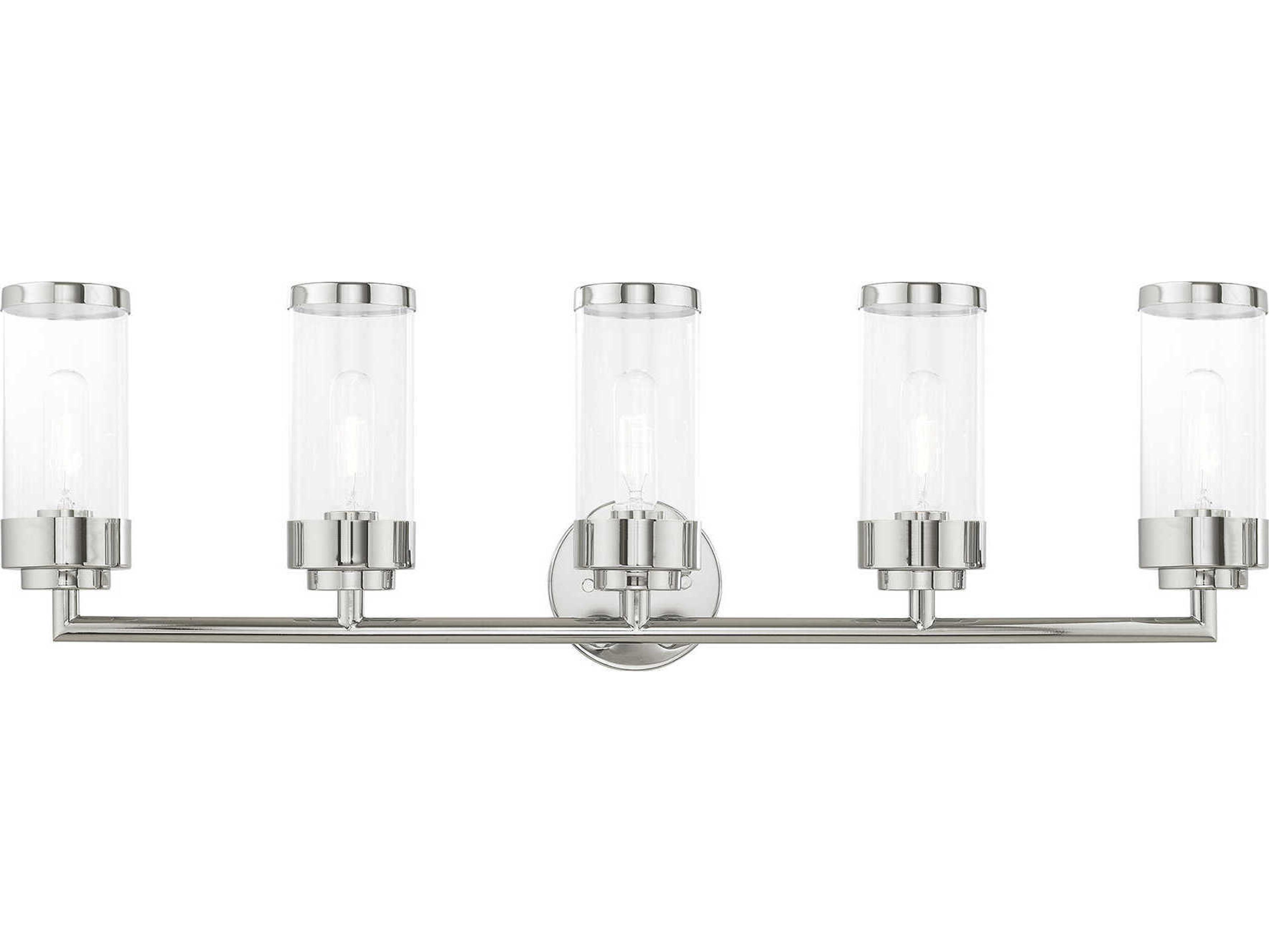 Livex Lighting Hillcrest 5-Light Polished Chrome Clear Glass Vanity Light