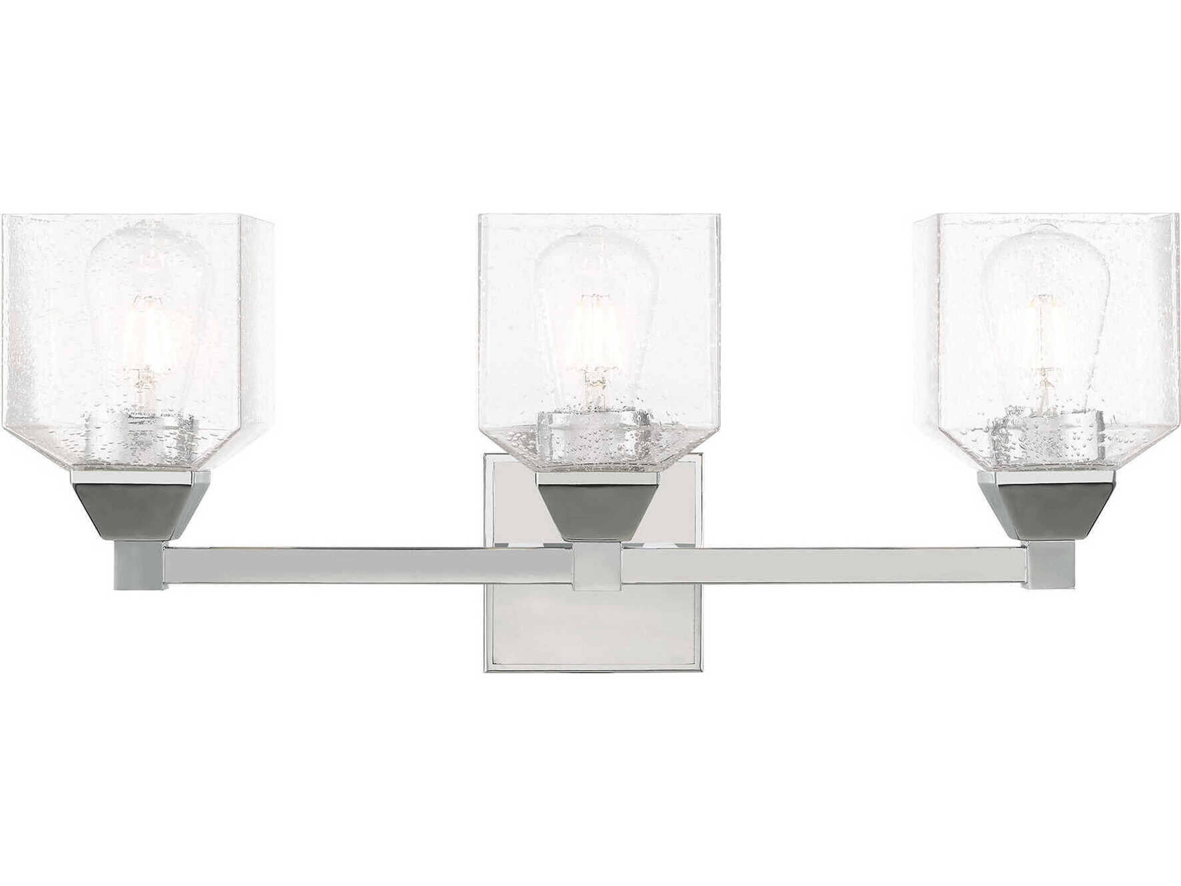 Livex Lighting Aragon 3-Light Polished Chrome Clear Glass Vanity Light