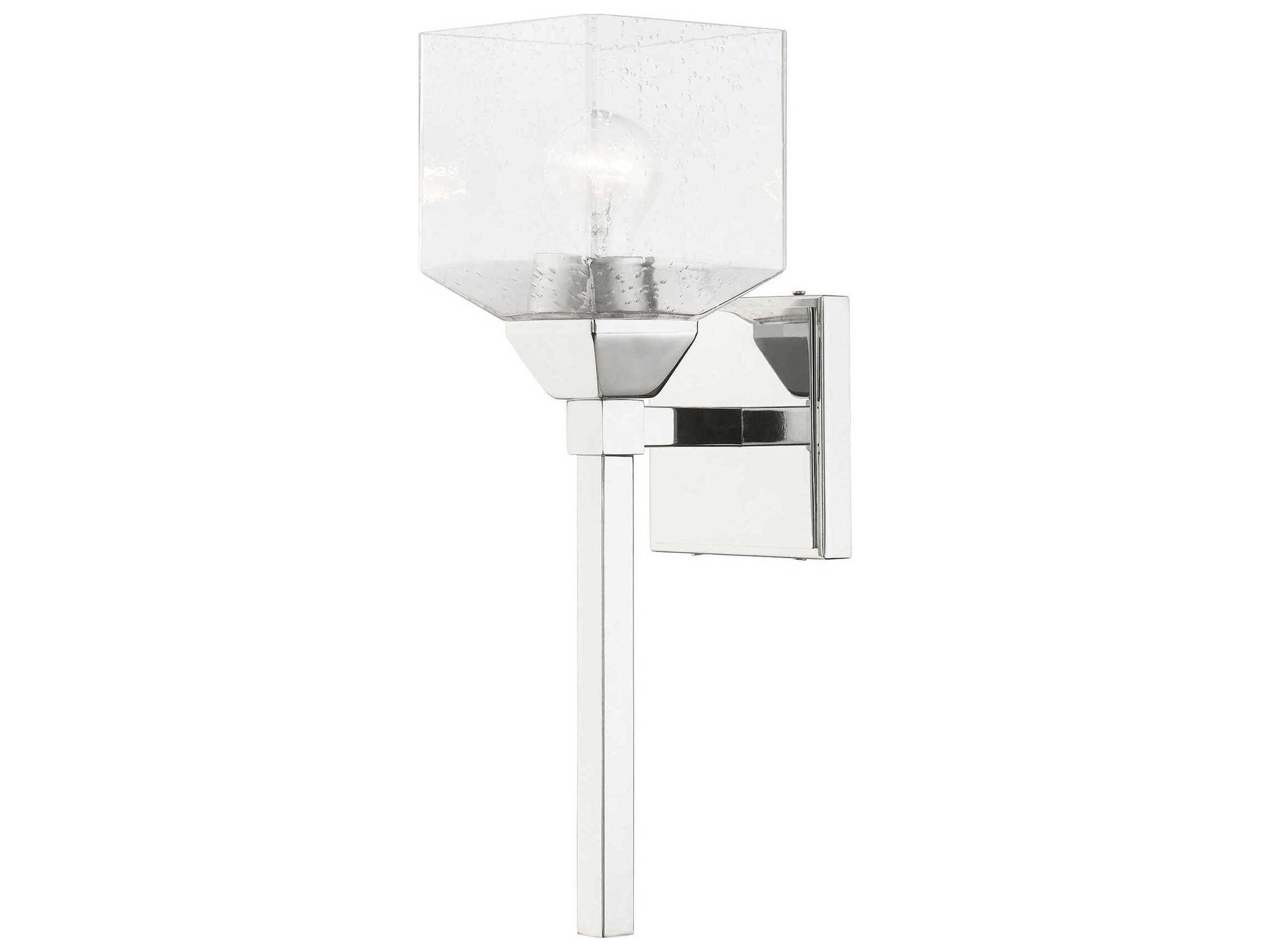 Livex Lighting Aragon 1-Light Polished Chrome Nickel Glass Wall Sconce