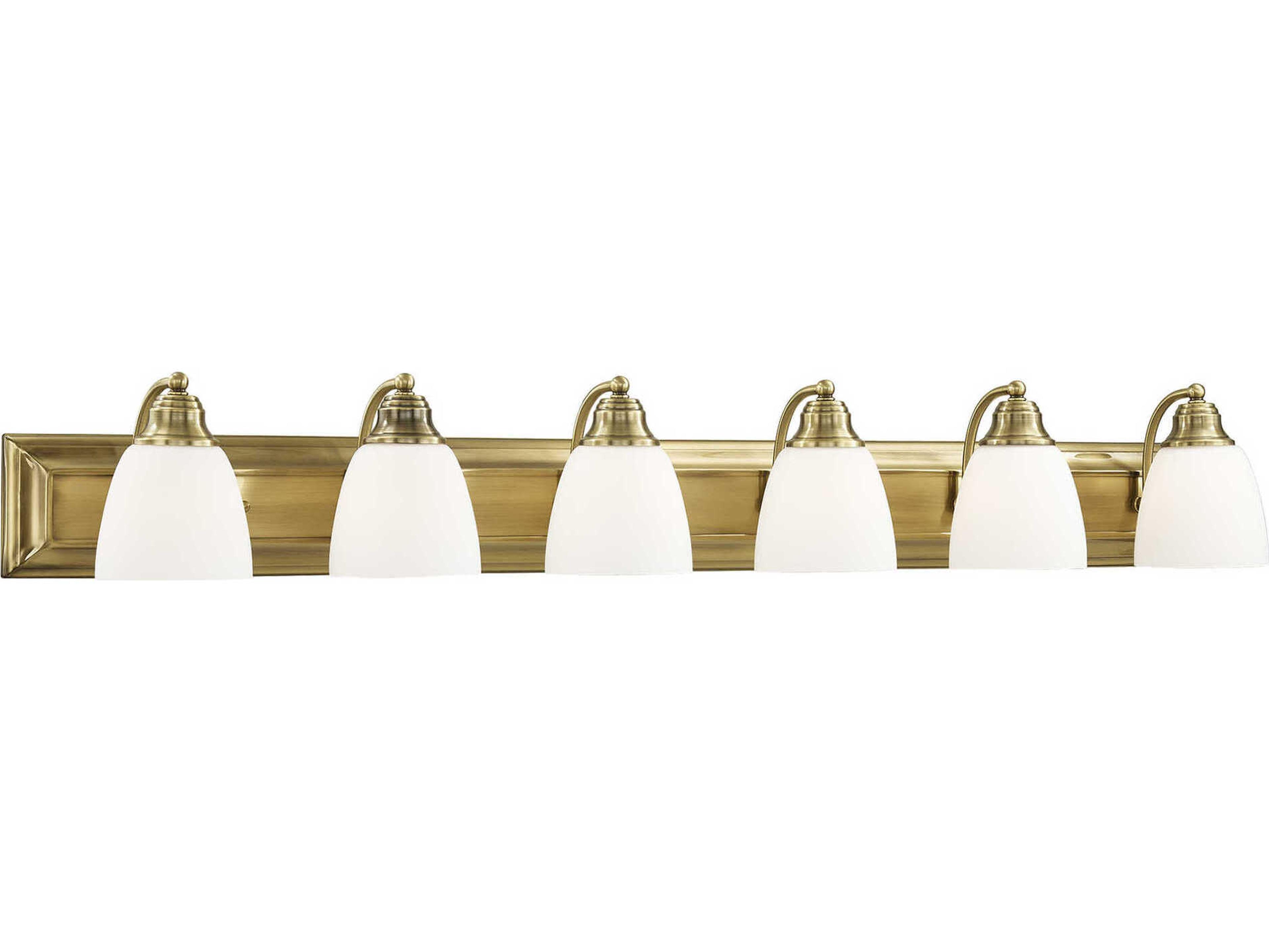Livex Lighting Springfield 6-Light Antique Brass Glass Vanity Light