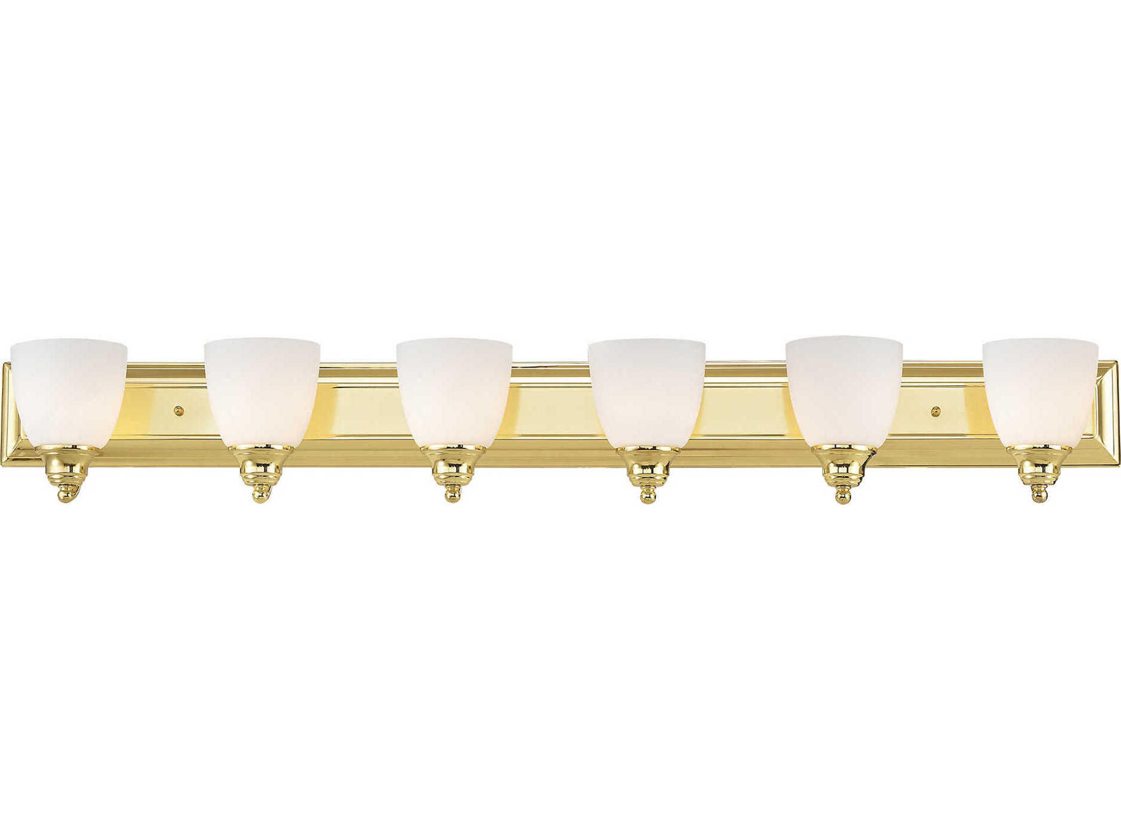 Livex Lighting Springfield 6-Light Polished Brass Glass Vanity Light