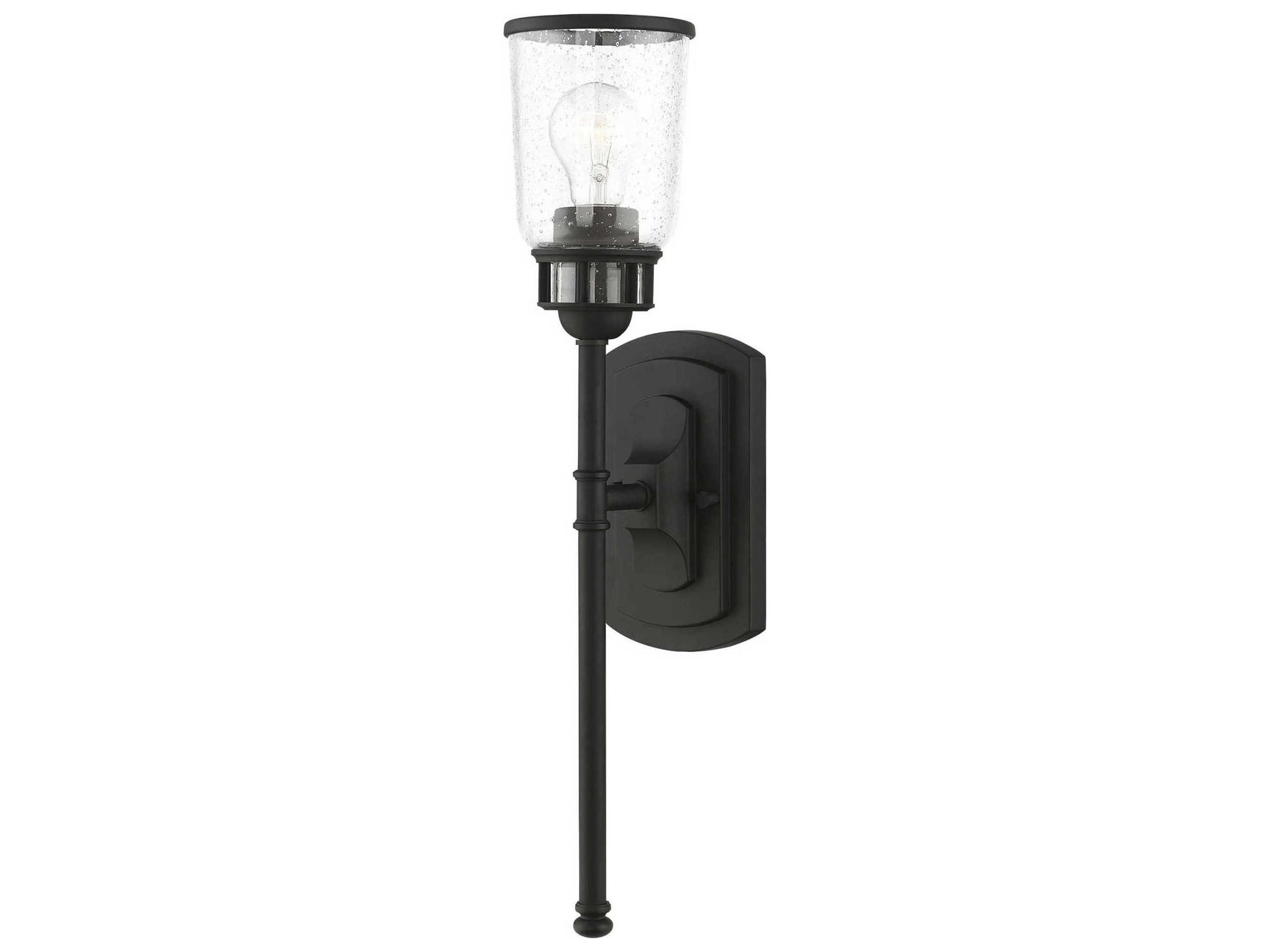 Livex Lighting Lawrenceville 1-Light Black Glass Wall Sconce