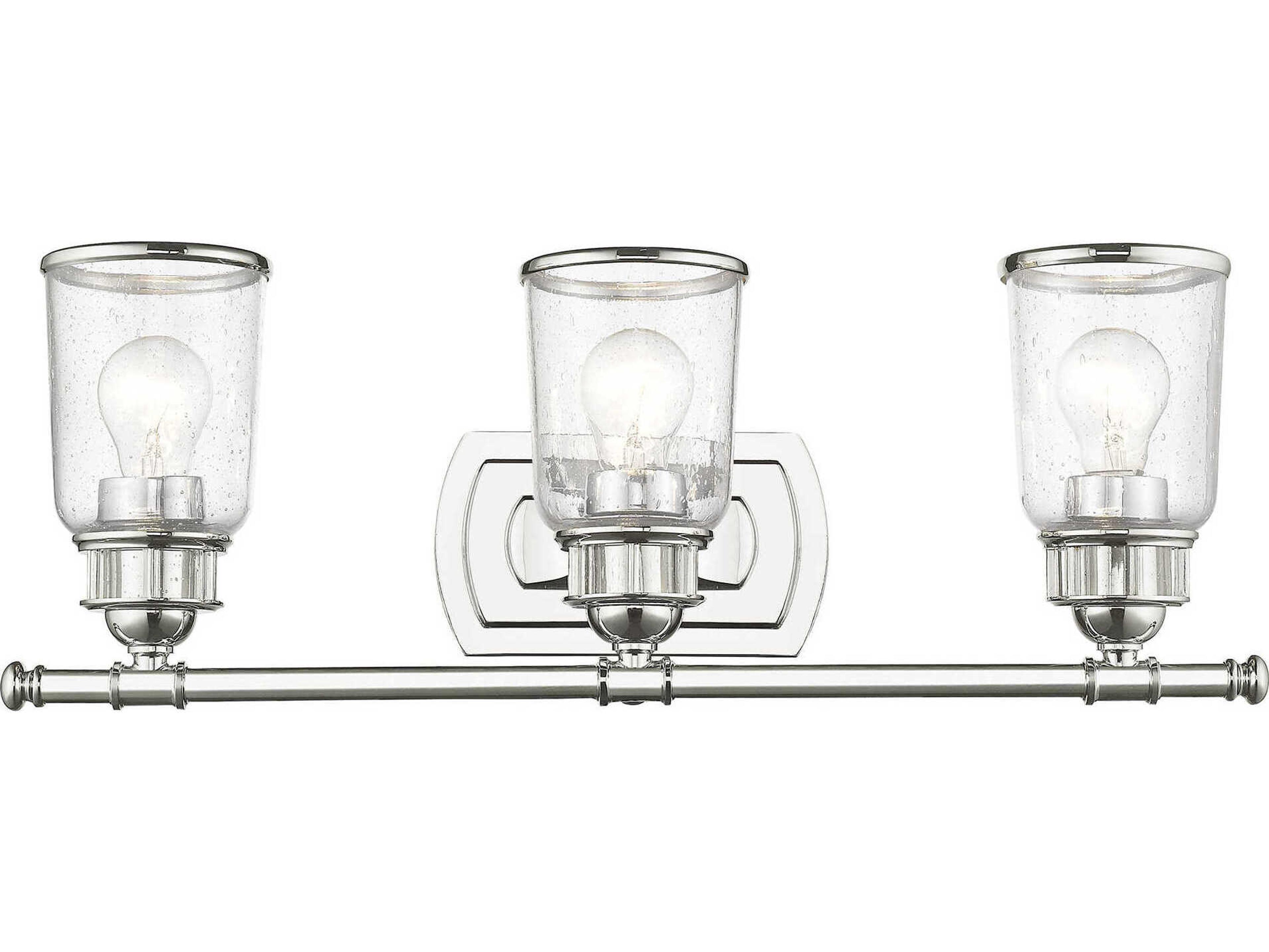 Livex Lighting Lawrenceville 3-Light Polished Chrome Clear Glass Vanity Light