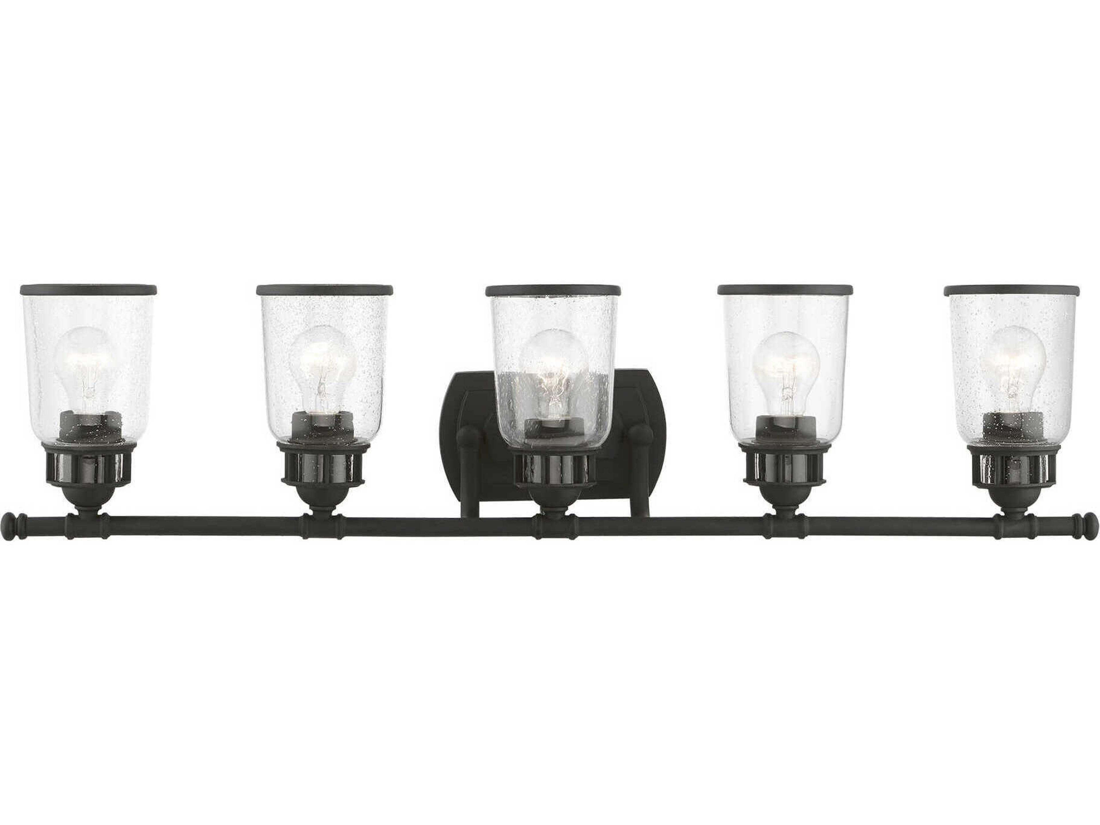 Livex Lighting Lawrenceville 5-Light Black Glass Vanity Light