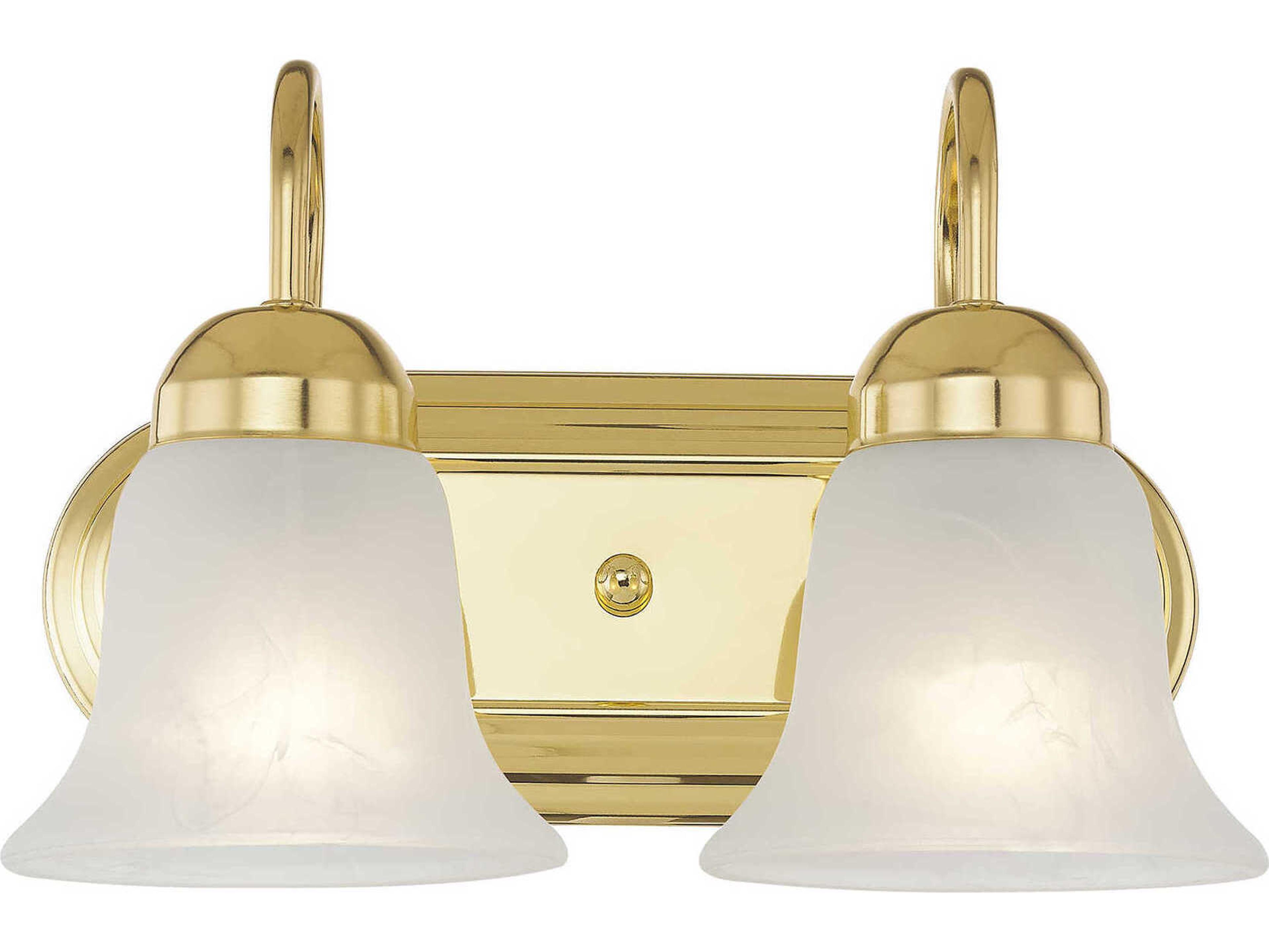 Livex Lighting Riviera 2-Light Polished Brass White Glass Vanity Light