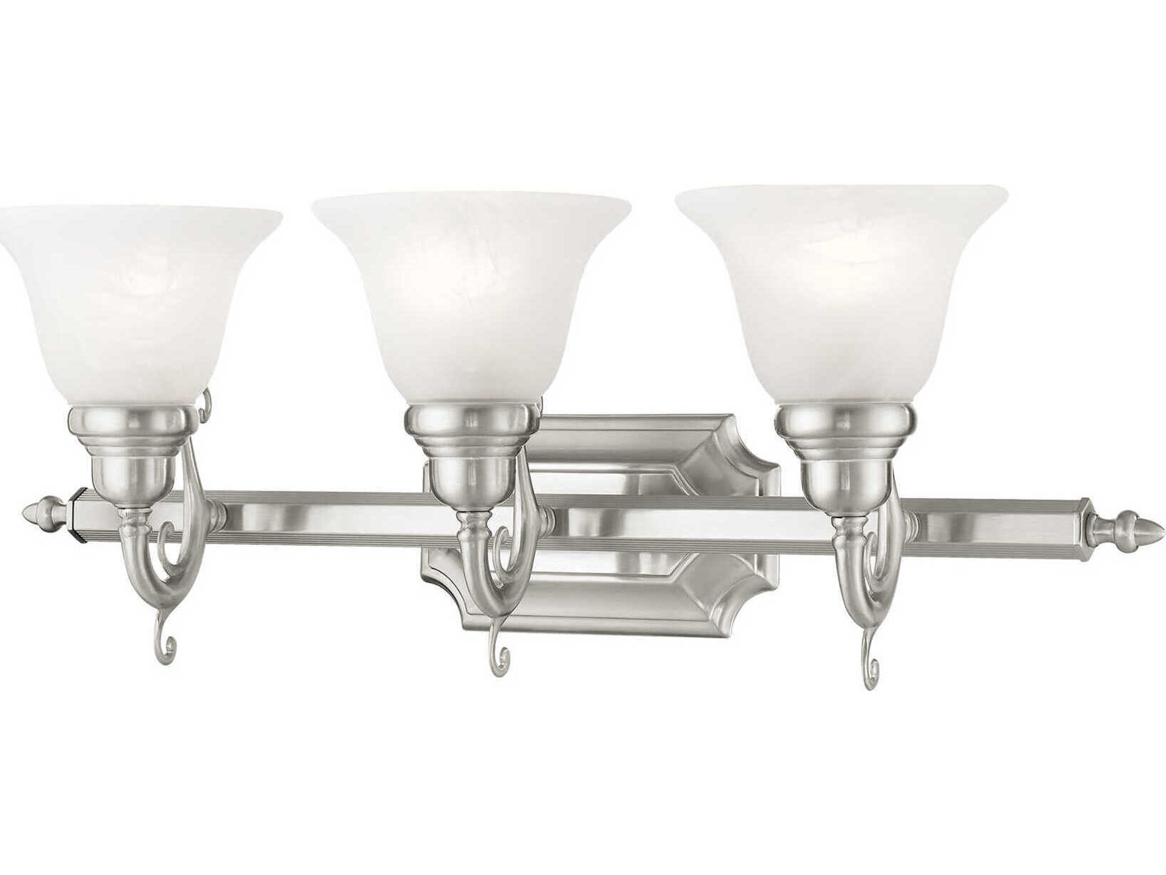 Livex Lighting French Regency 3-Light Brushed Nickel Glass Vanity Light