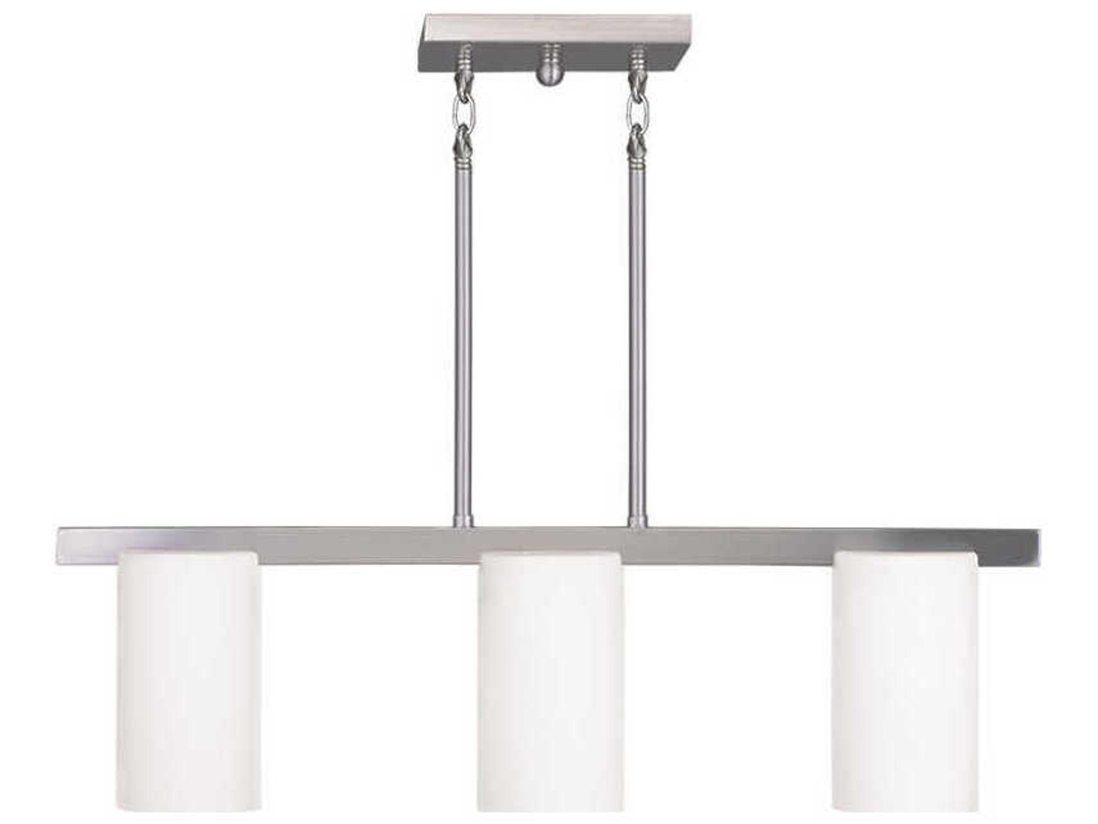 Livex Lighting Astoria 3-Light Brushed Nickel Glass Cylinder Island Pendant