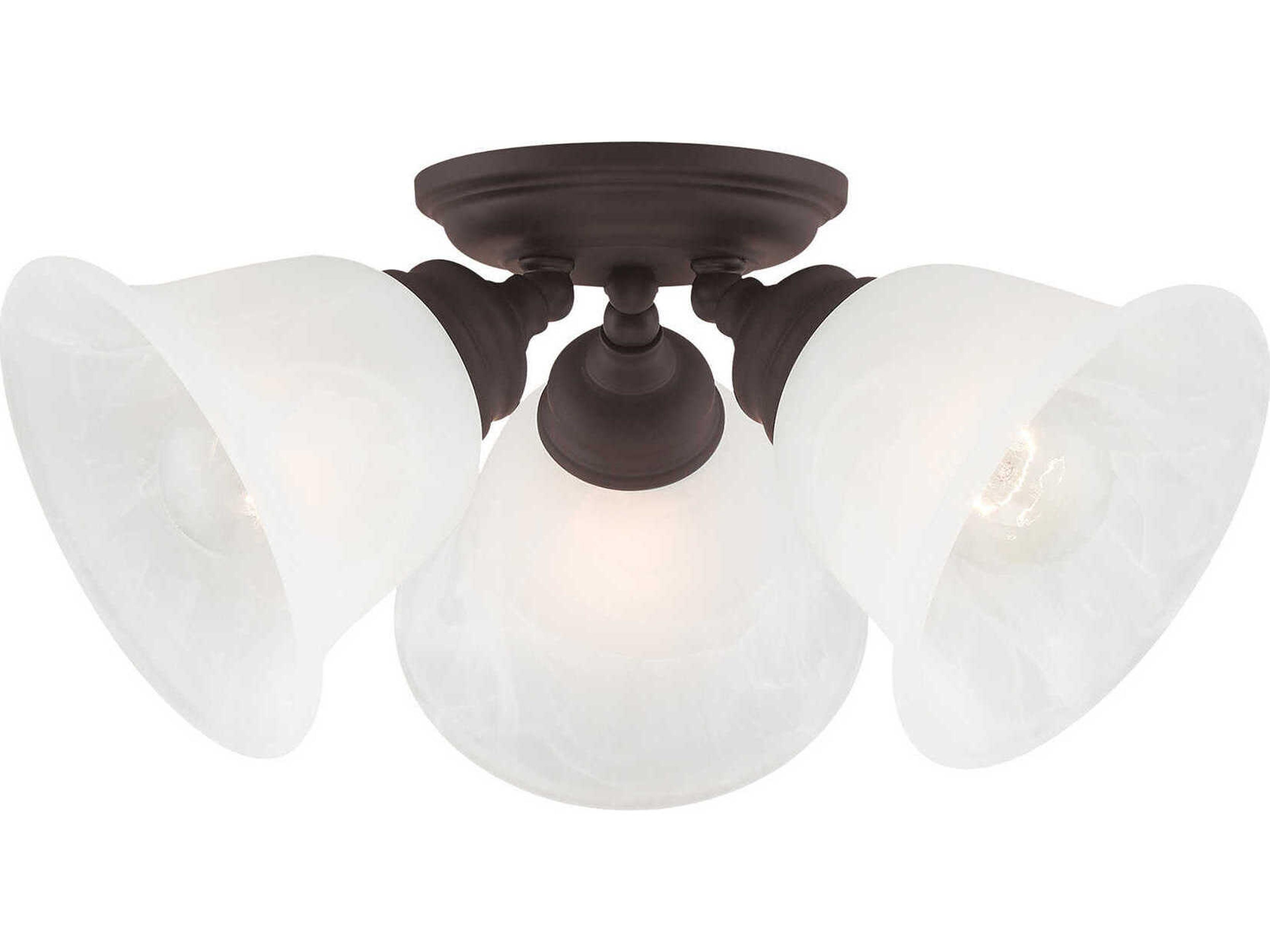 Livex Lighting Essex 3-Light Bronze Glass Bell Semi Flush Mount