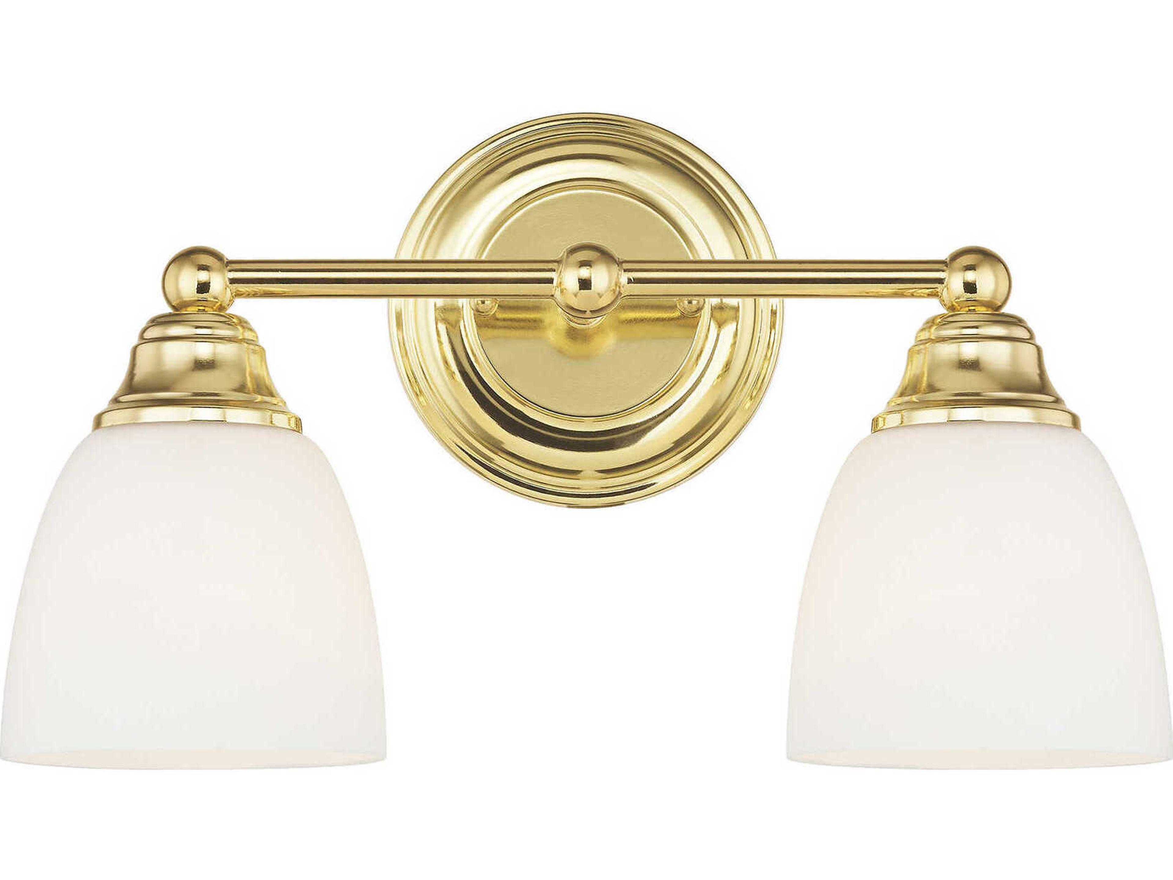 Livex Lighting Somerville 2-Light Polished Brass Glass Vanity Light