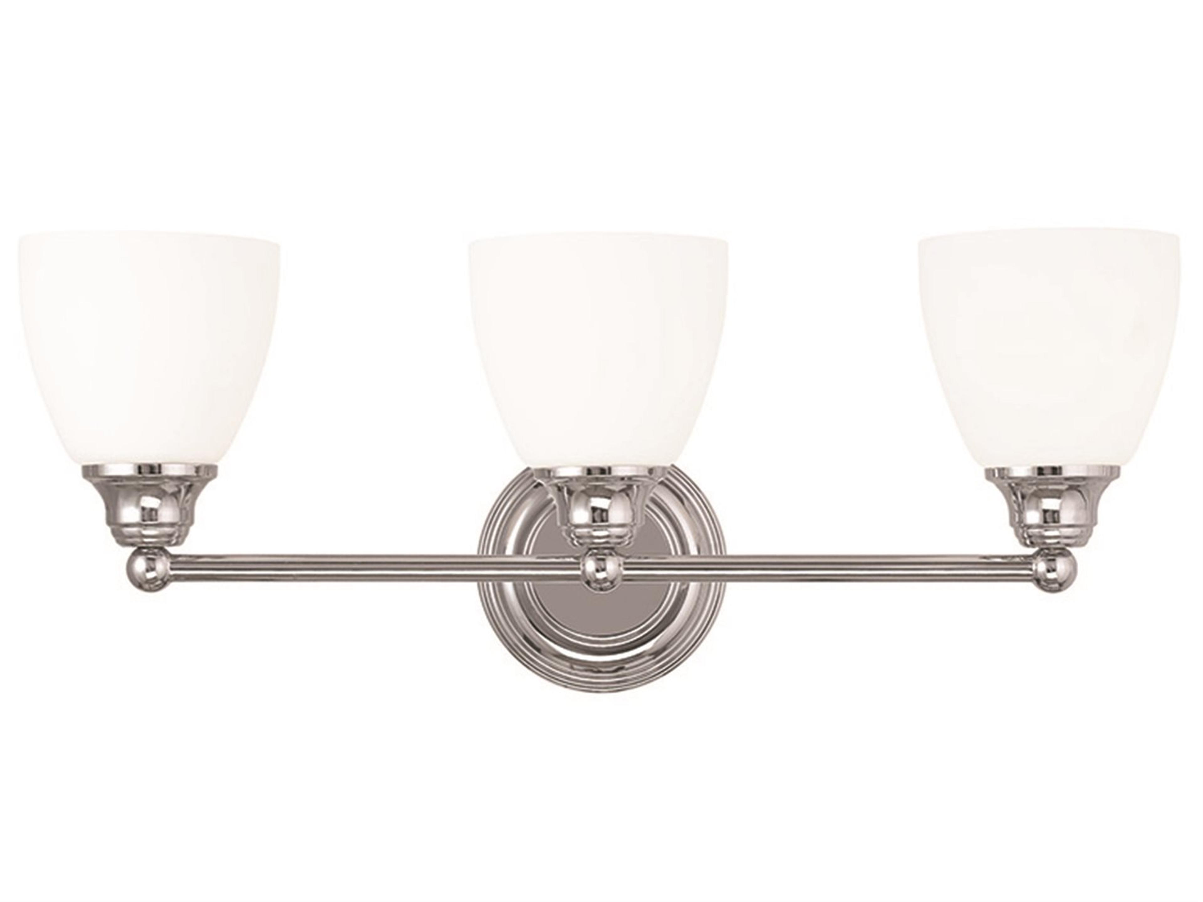 Livex Lighting Somerville 3-Light Polished Chrome White Glass Vanity Light