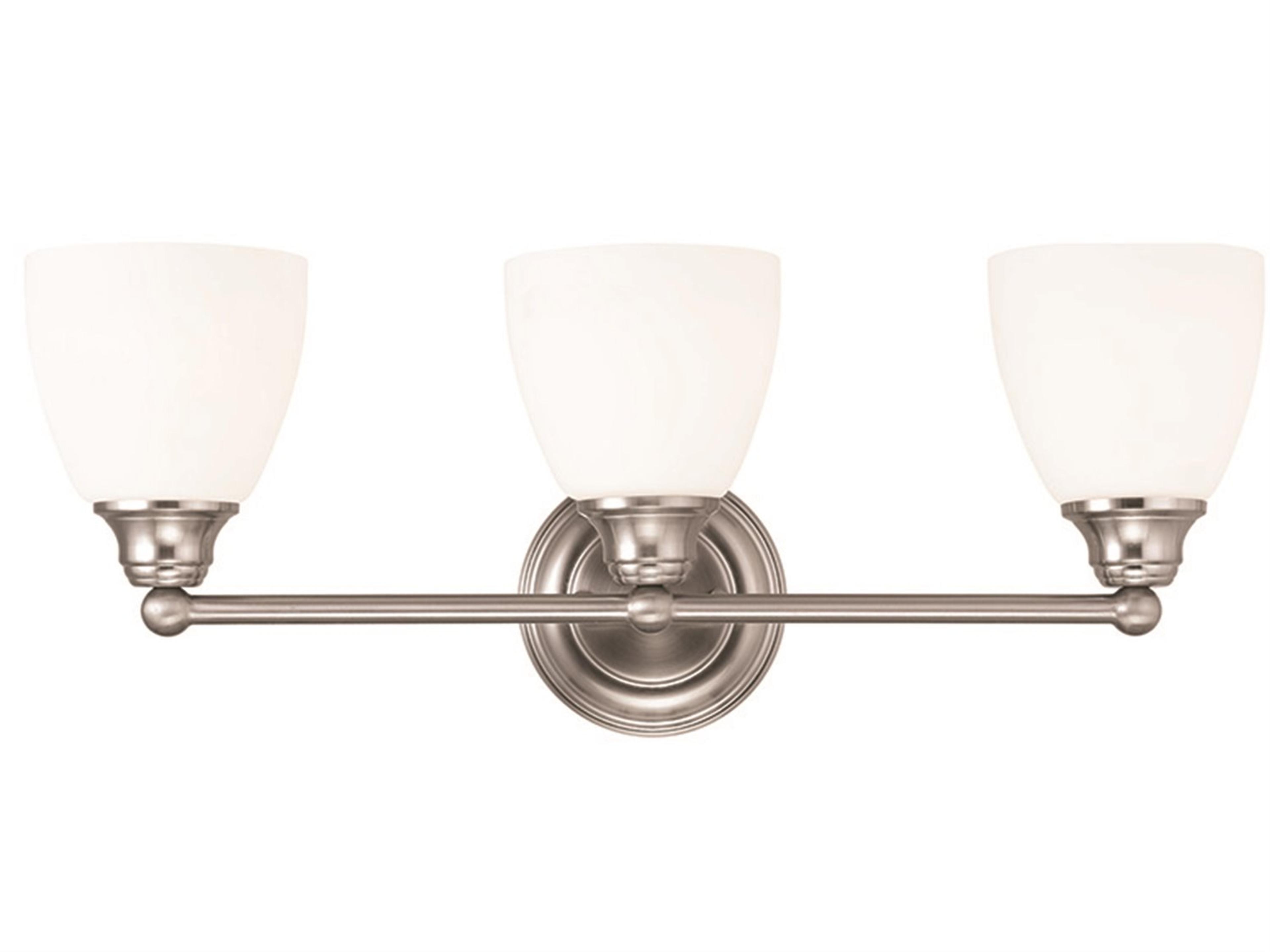 Livex Lighting Somerville 3-Light Brushed Nickel White Glass Vanity Light