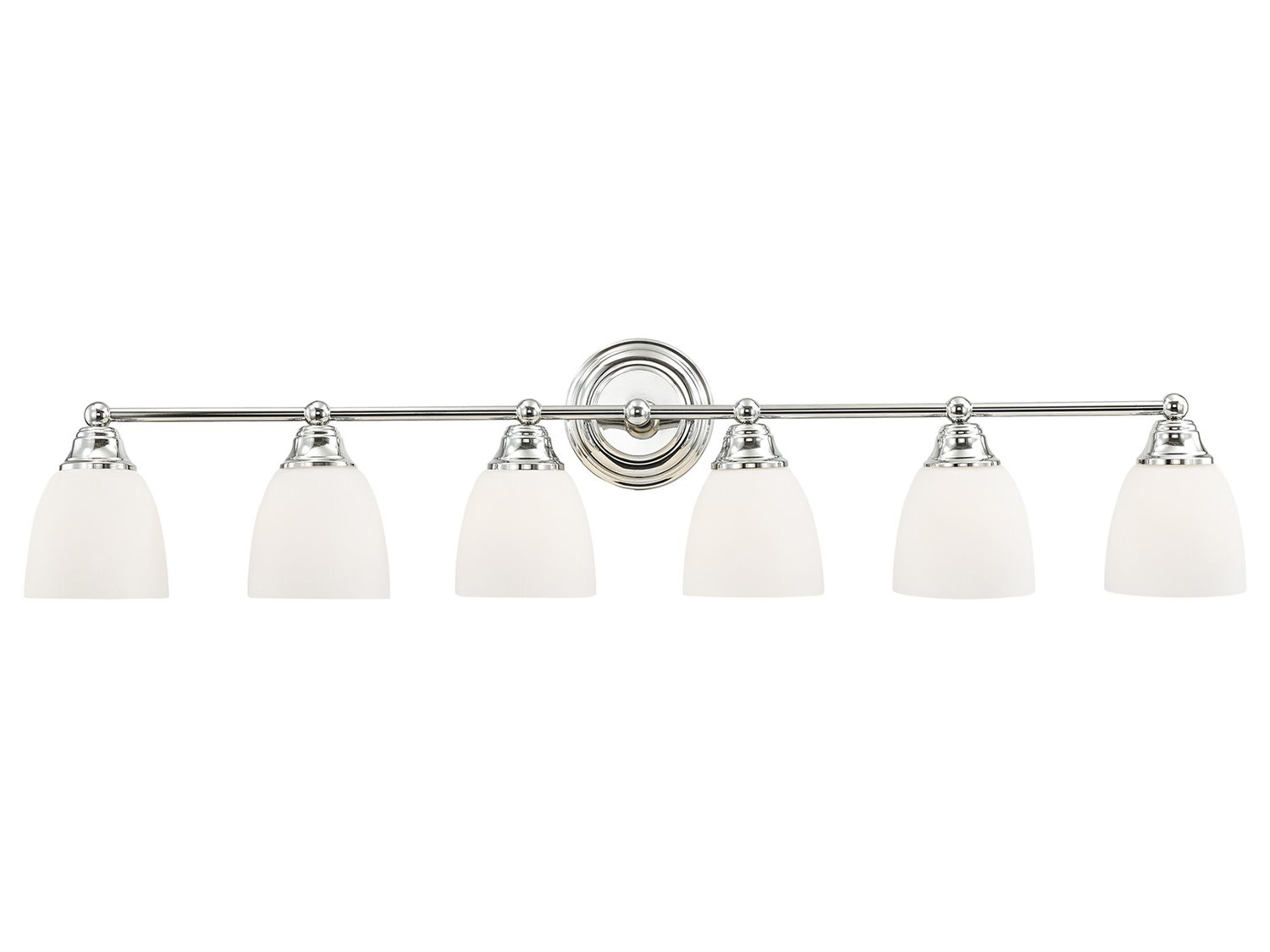 Livex Lighting Somerville 6-Light Polished Chrome White Glass Vanity Light