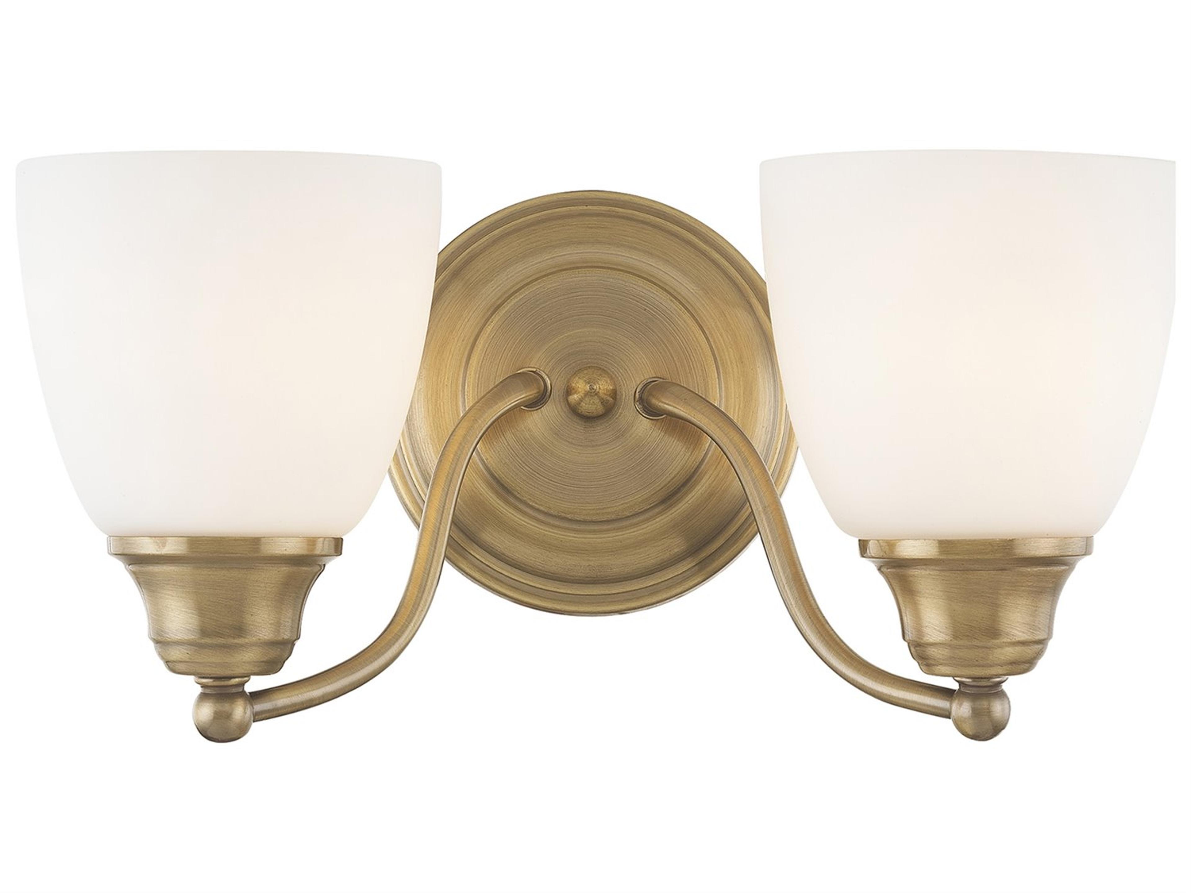 Livex Lighting Somerville 2-Light Antique Brass Glass Vanity Light