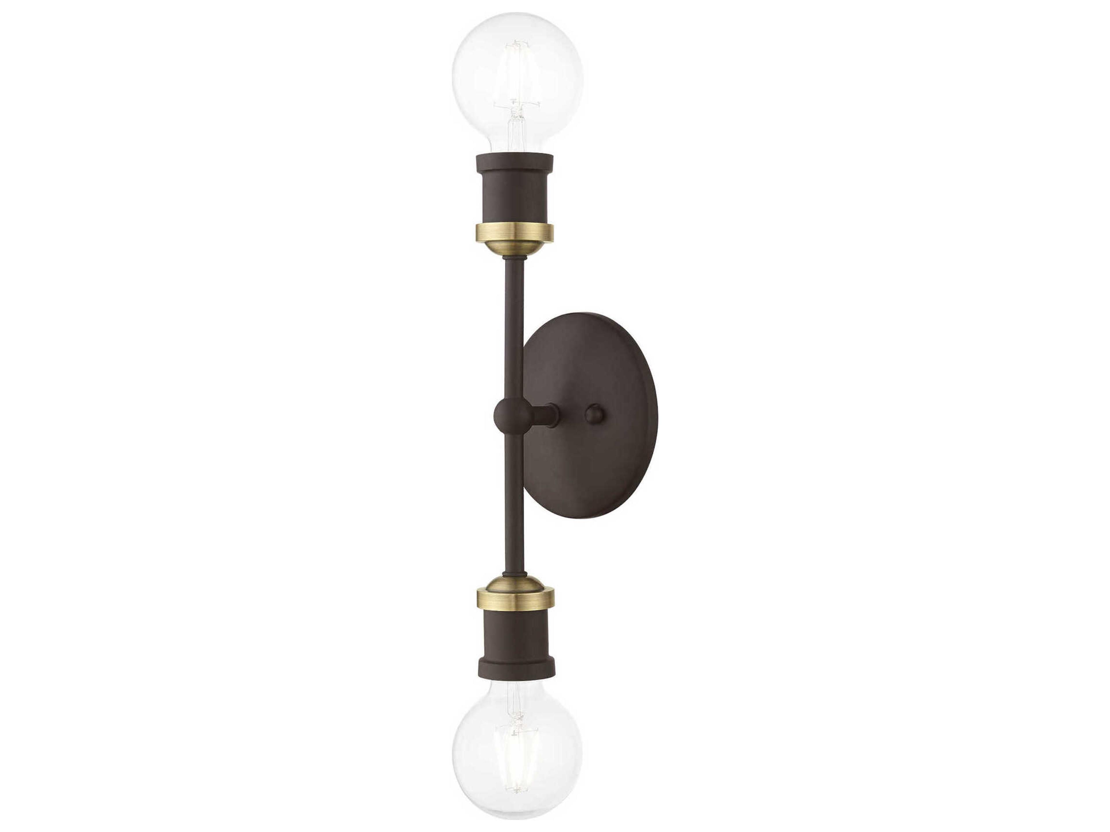 Livex Lighting Lansdale 2-Light Bronze Antique Brass Wall Sconce