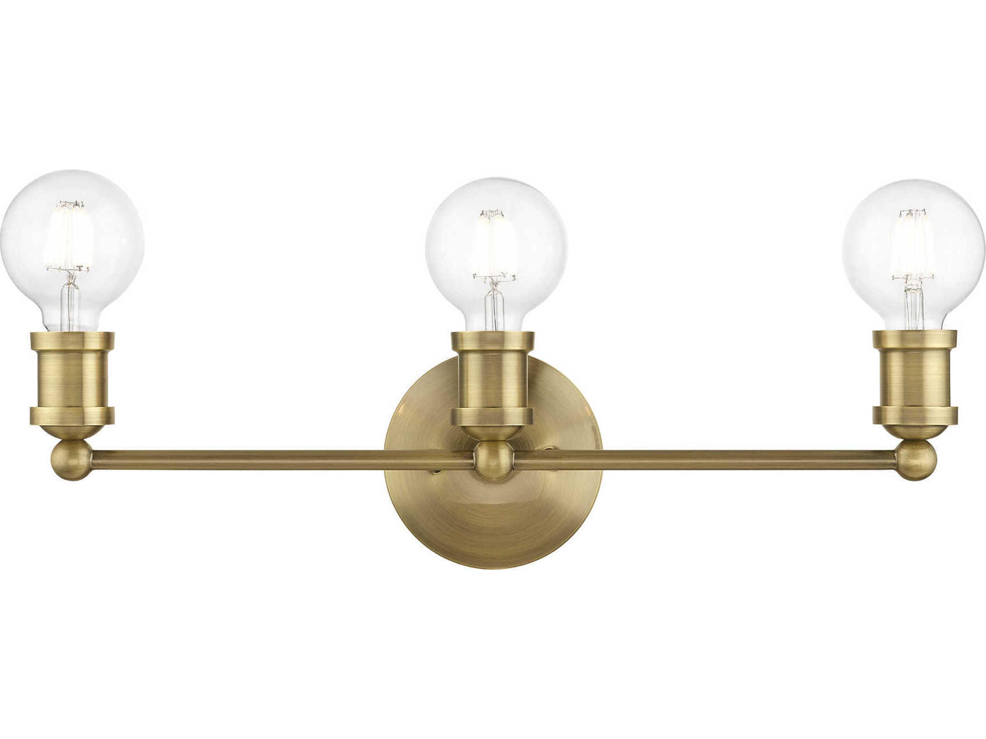 Livex Lighting Lansdale 3-Light Antique Brass Vanity Light