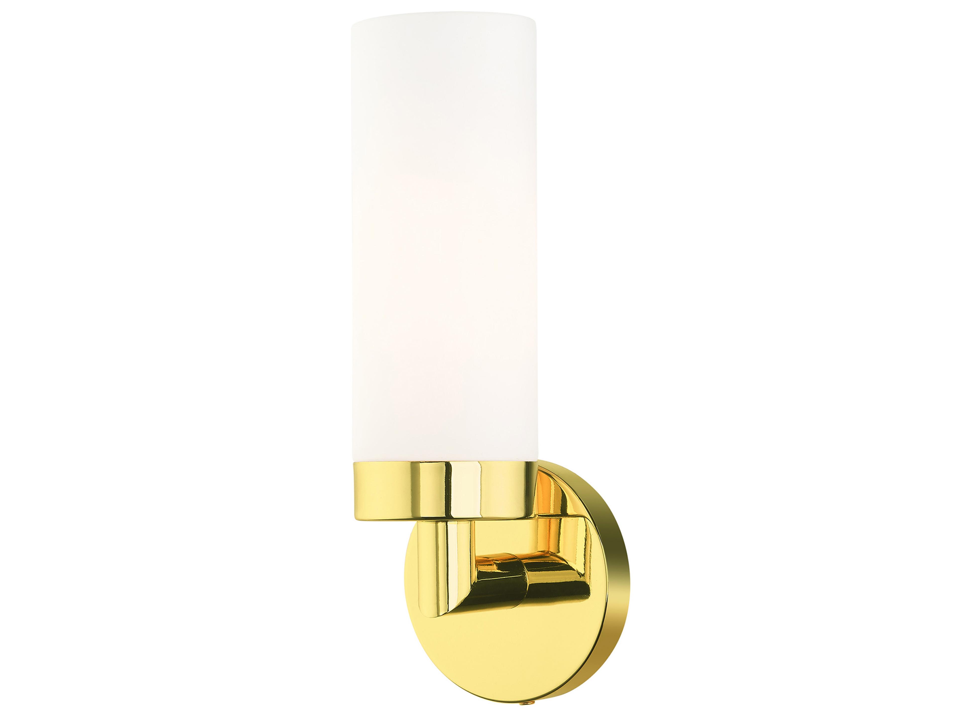 Livex Lighting Aero 1-Light Polished Brass White Glass Wall Sconce