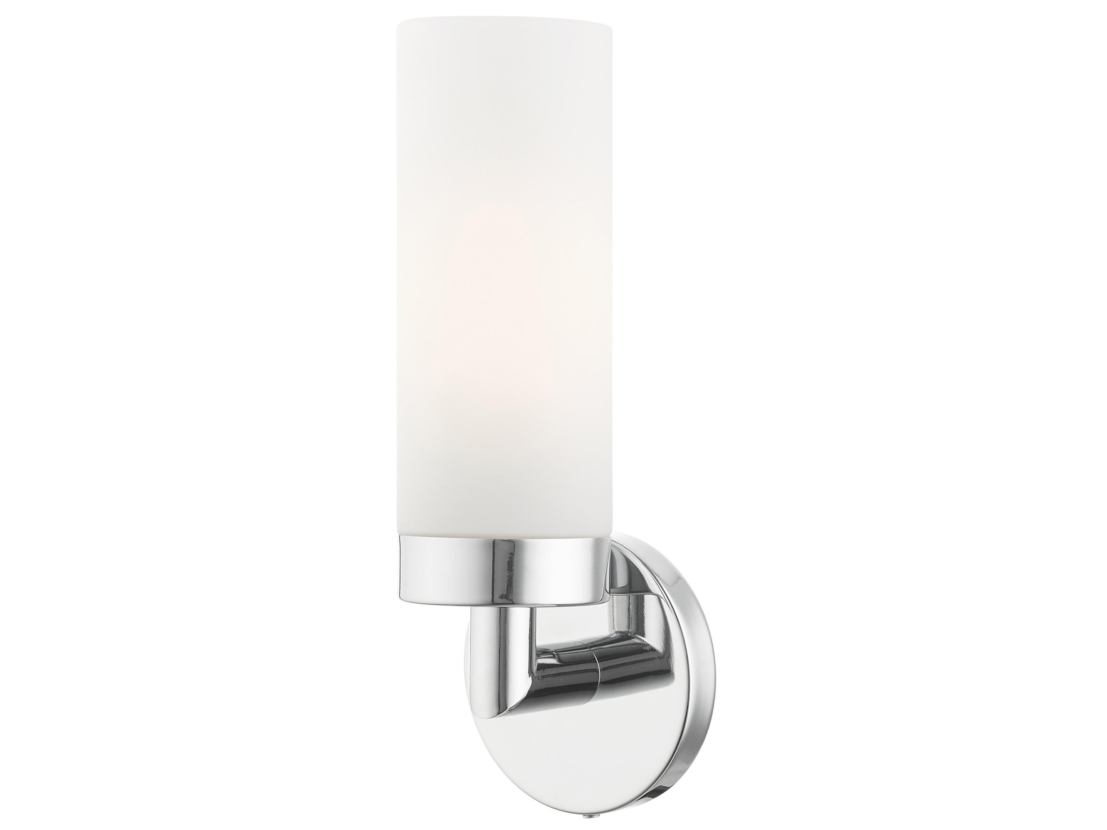 Livex Lighting Aero 1-Light Polished Chrome White Glass Wall Sconce