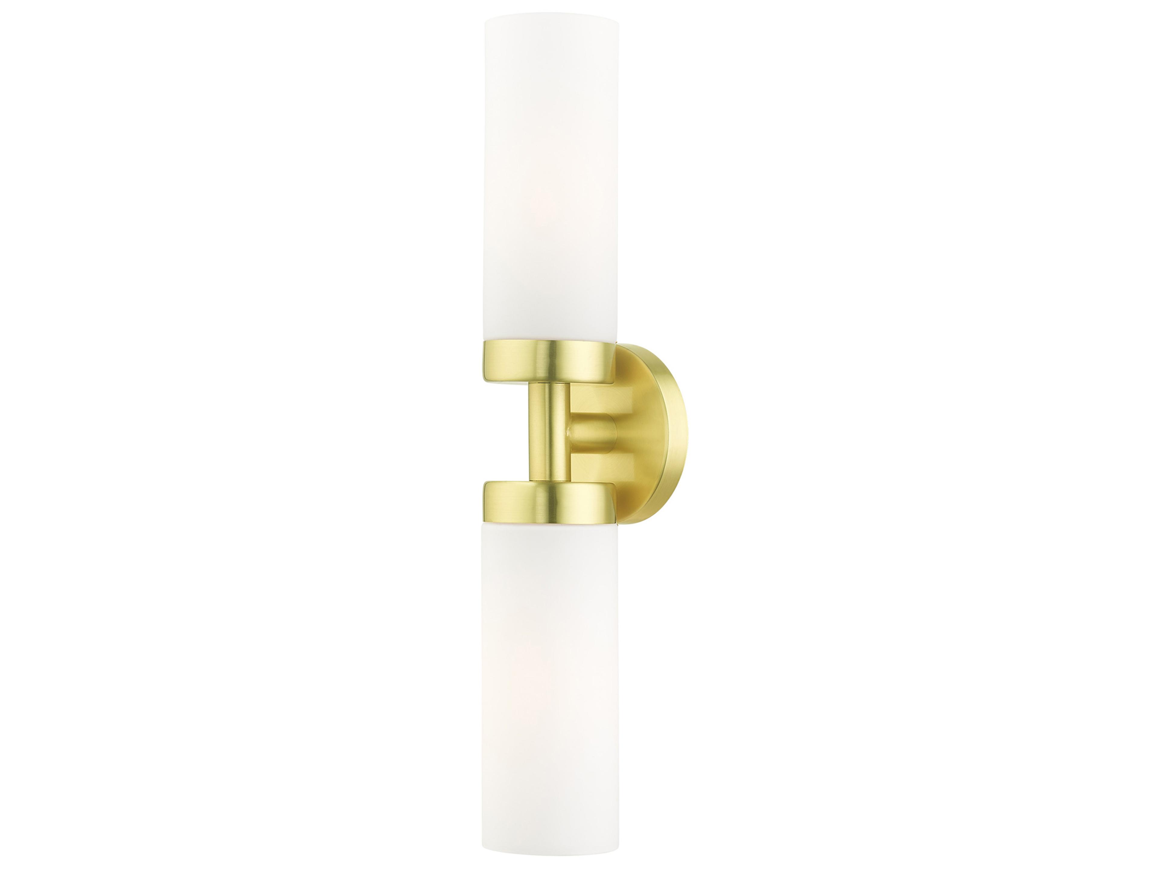 Livex Lighting Aero 2-Light Satin Brass White Glass Wall Sconce
