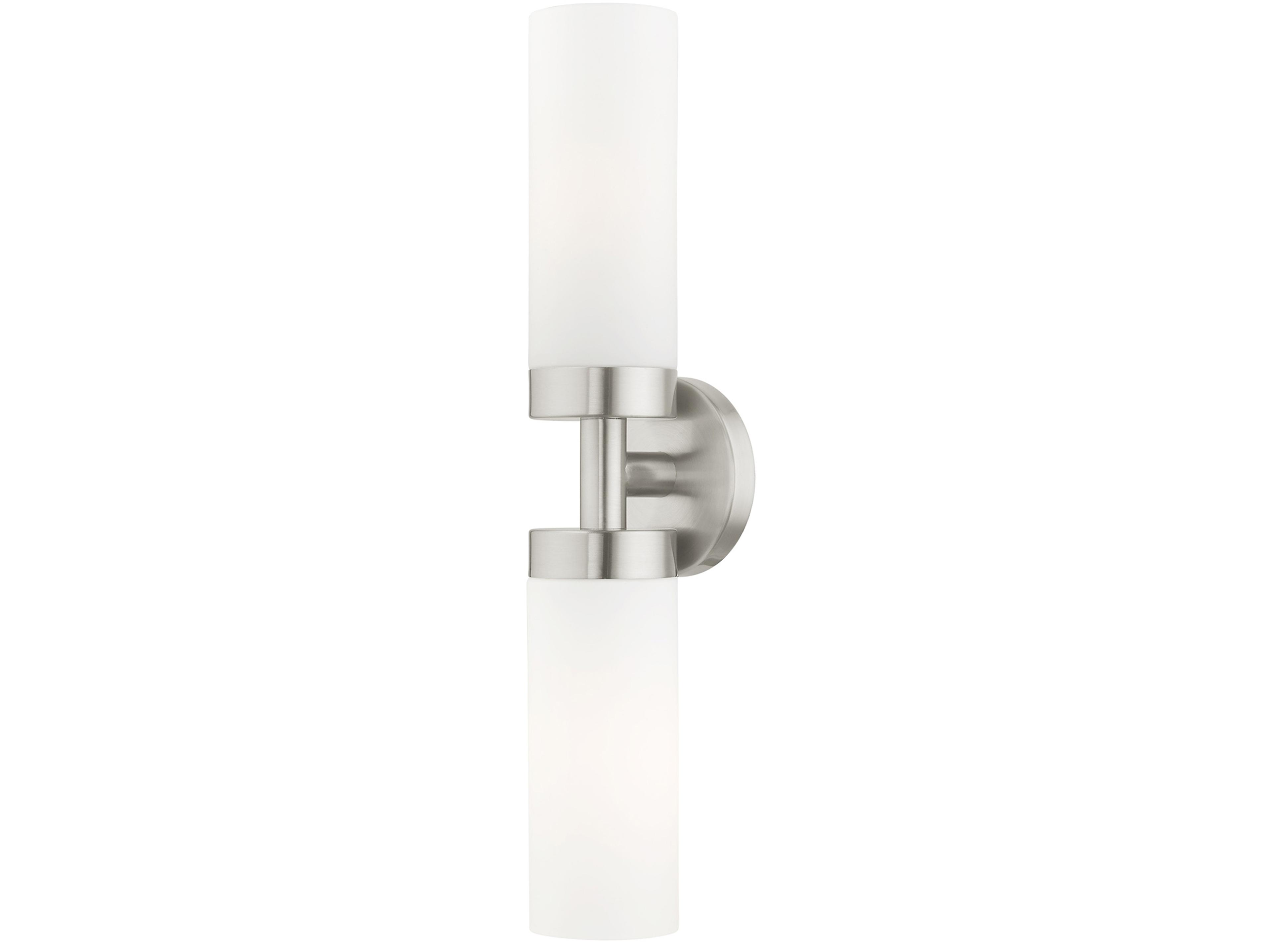 Livex Lighting Aero 2-Light Brushed Nickel White Glass Wall Sconce