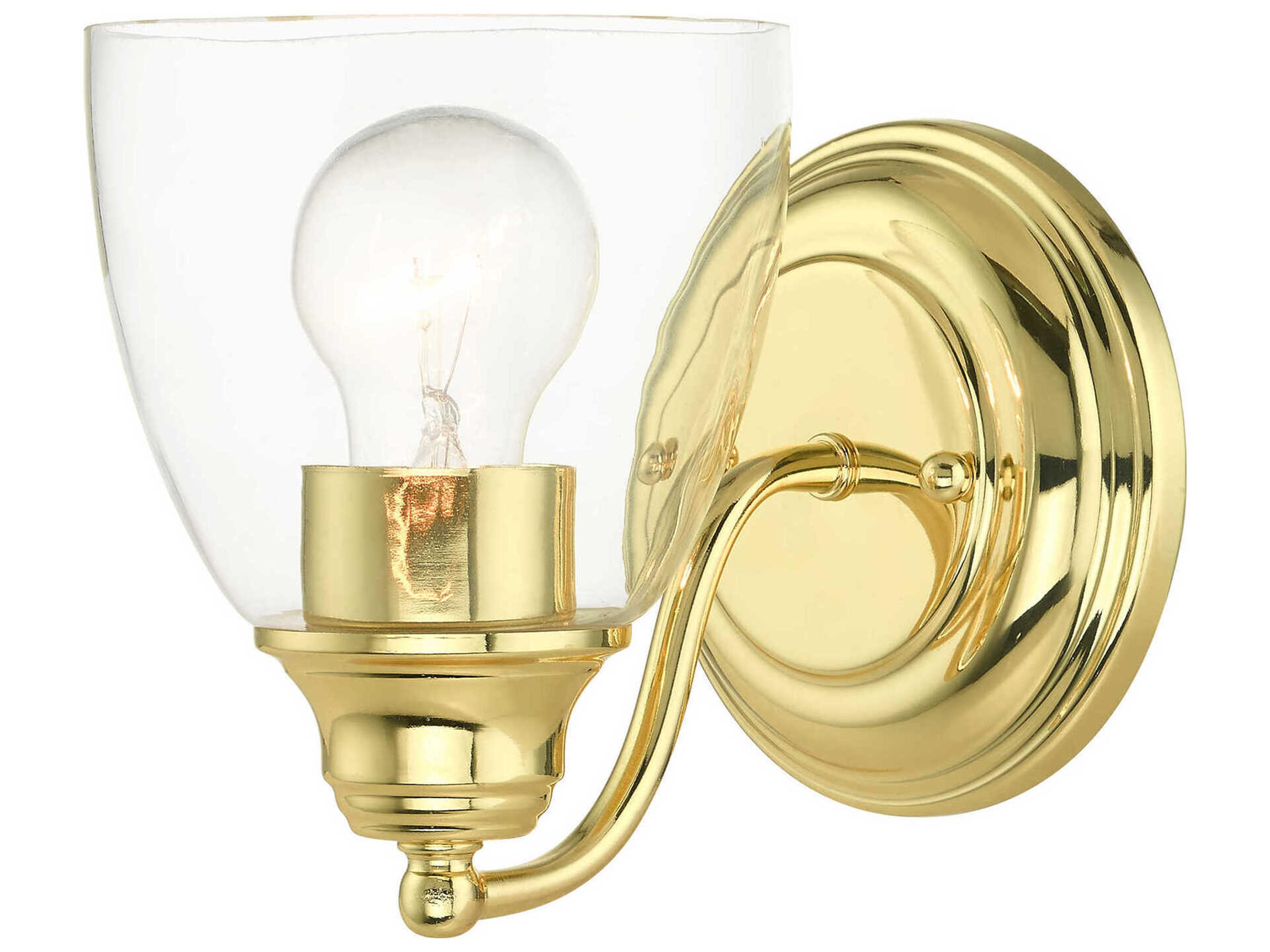 Livex Lighting Montgomery 1-Light Polished Brass Glass Wall Sconce
