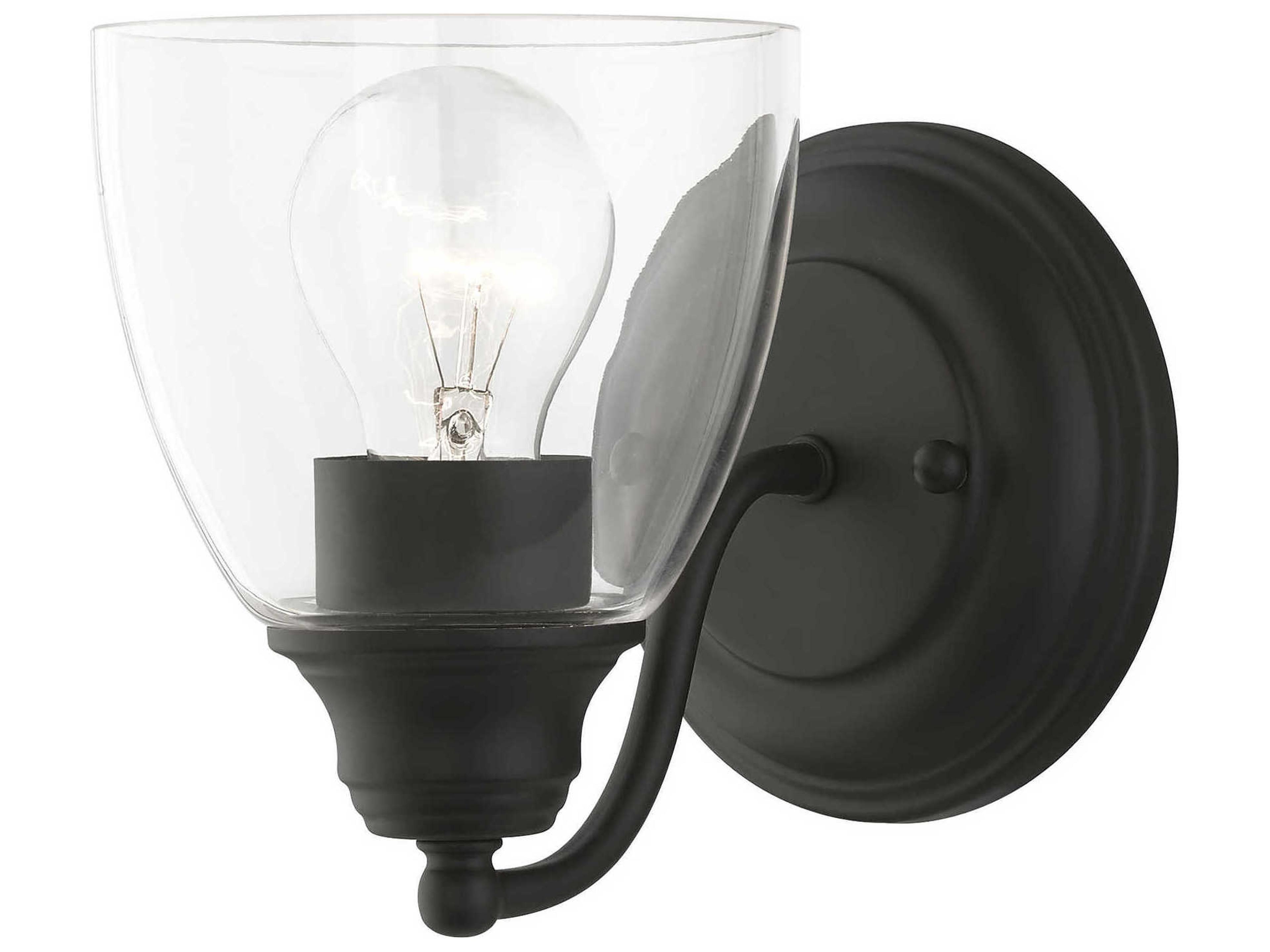 Livex Lighting Montgomery 1-Light Black Glass Wall Sconce