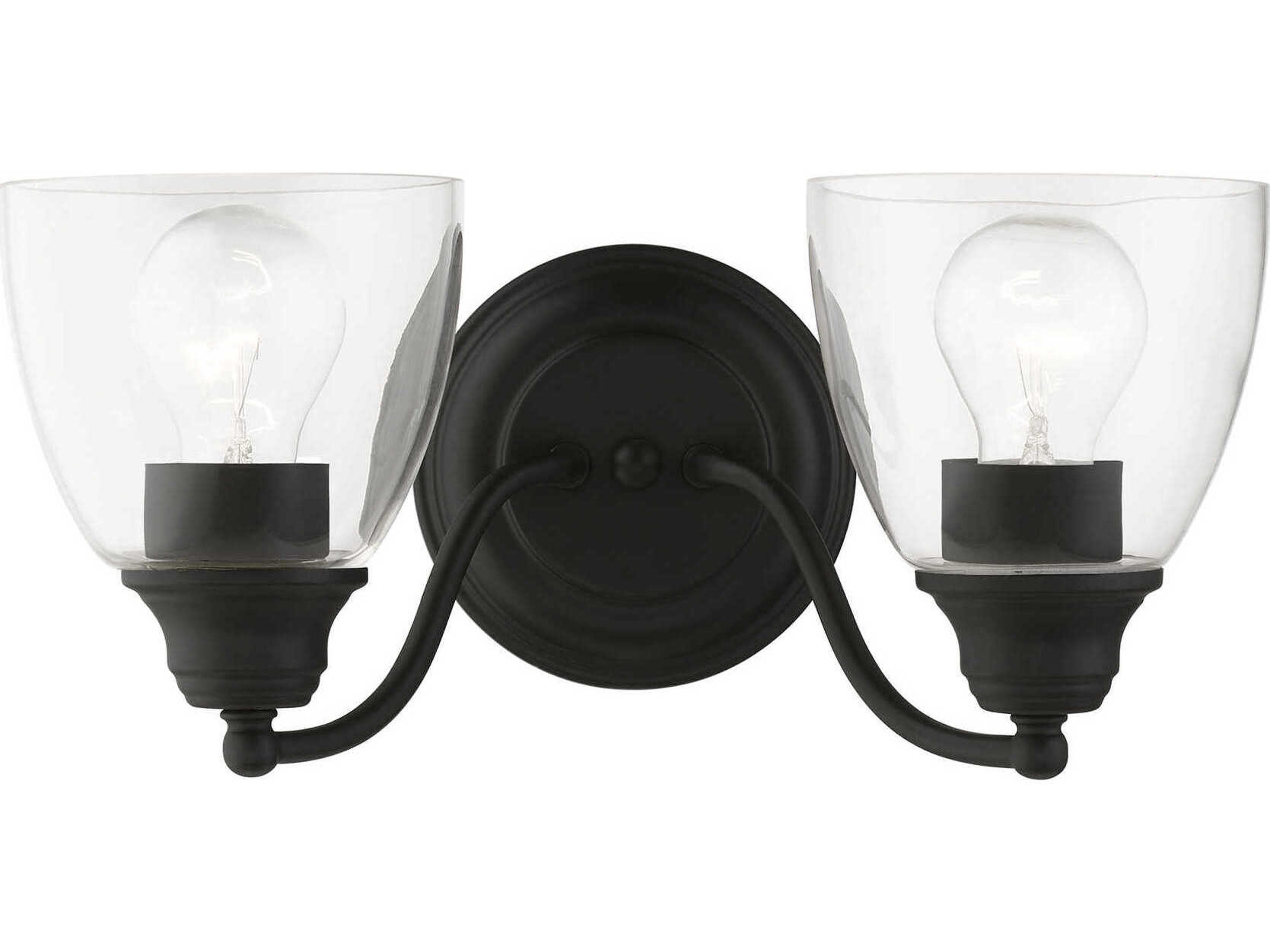Livex Lighting Montgomery 2-Light Black Glass Vanity Light
