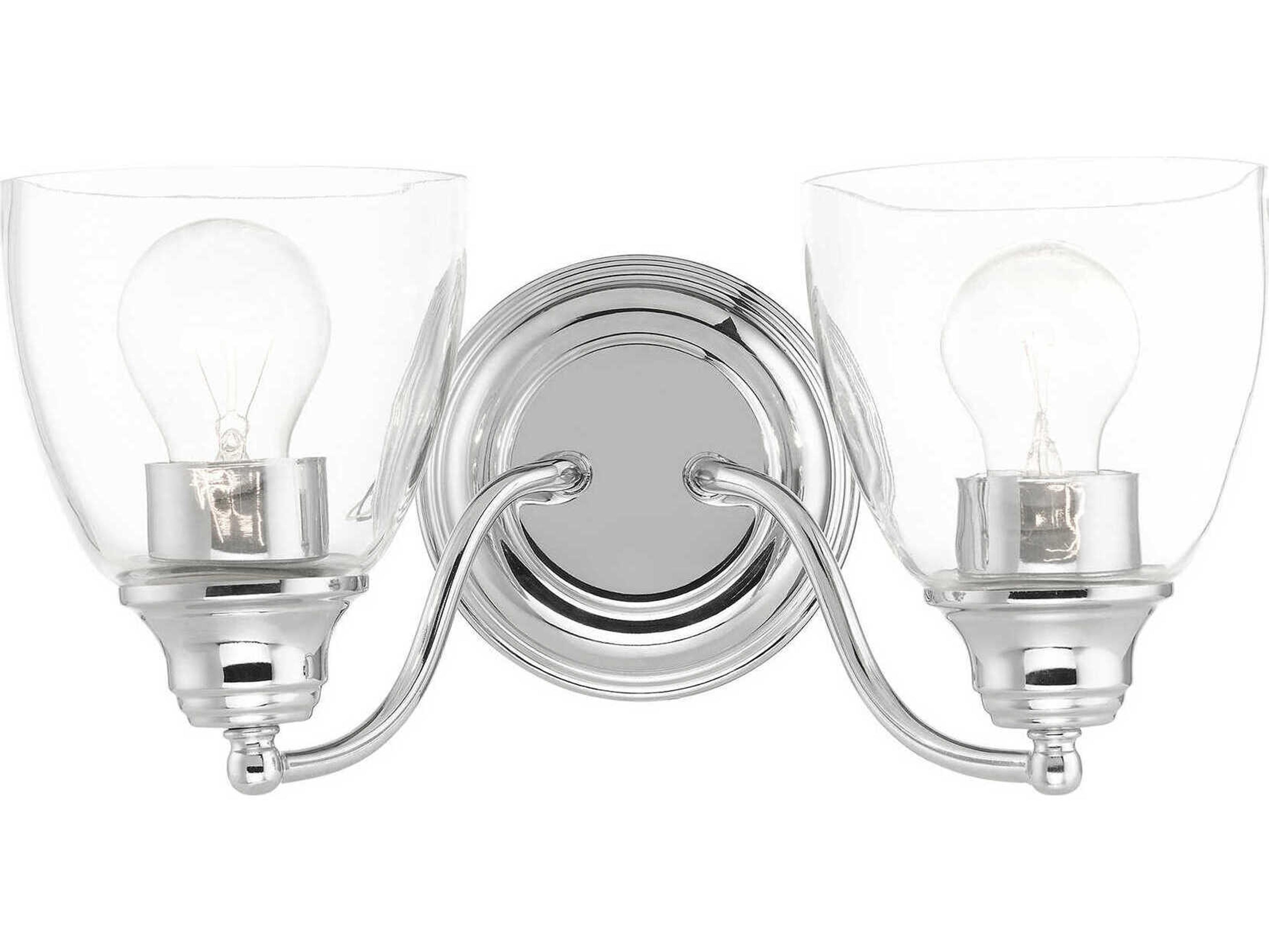 Livex Lighting Montgomery 2-Light Polished Chrome Glass Vanity Light
