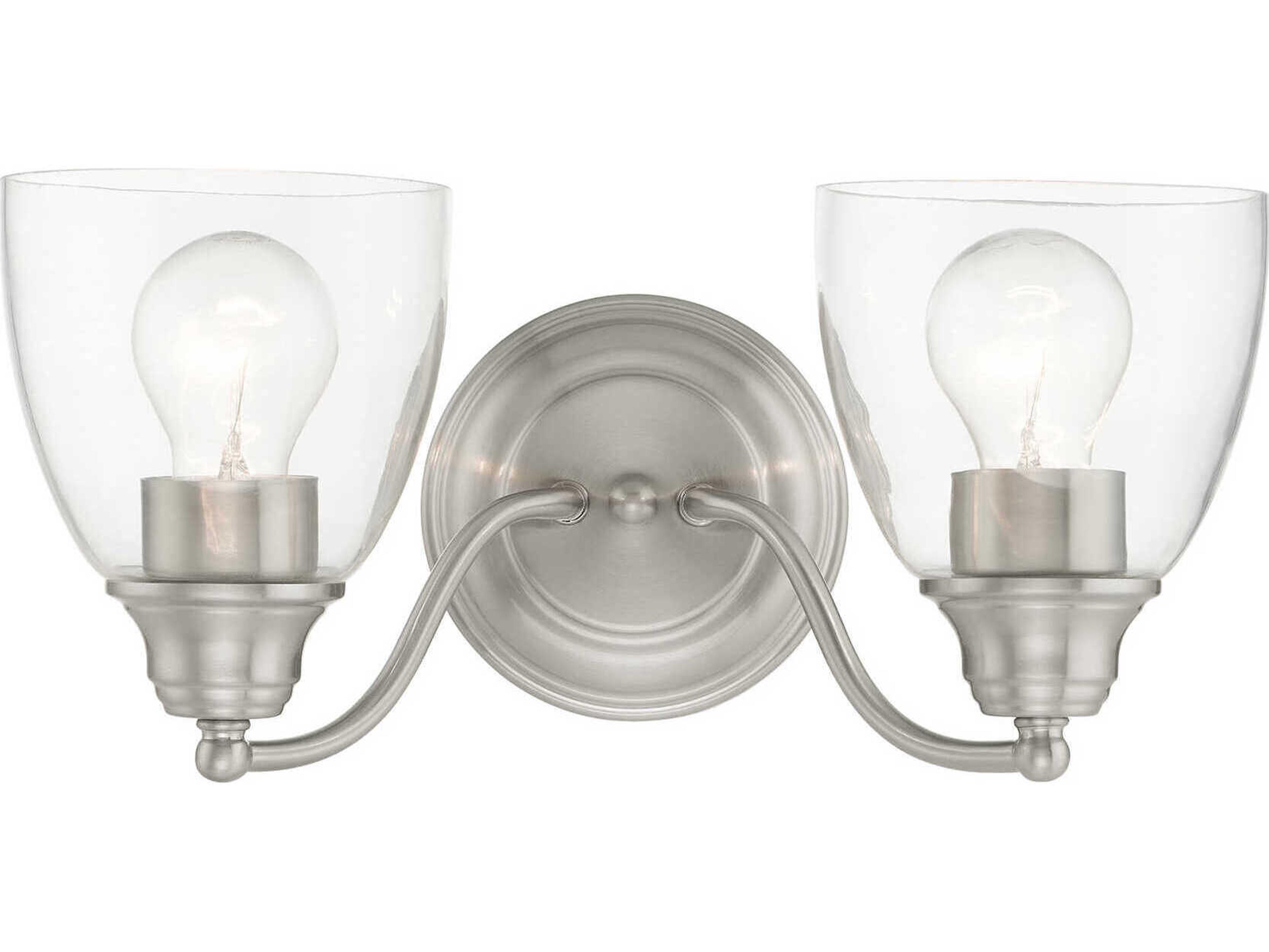 Livex Lighting Montgomery 2-Light Brushed Nickel Glass Vanity Light