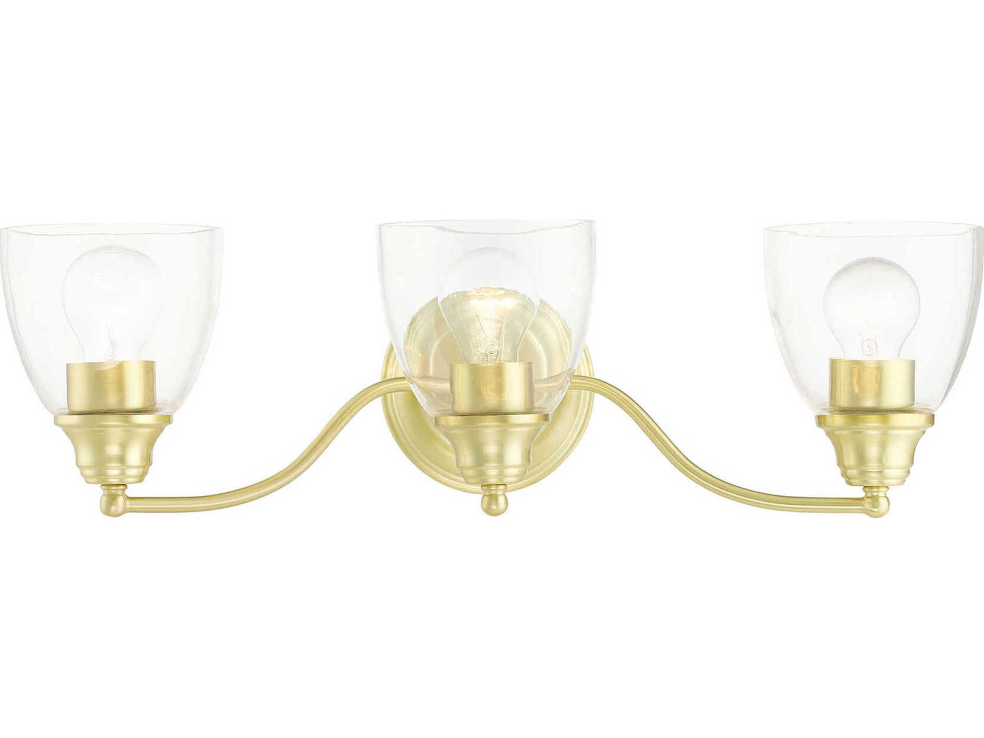 Livex Lighting Montgomery 3-Light Satin Brass Glass Vanity Light