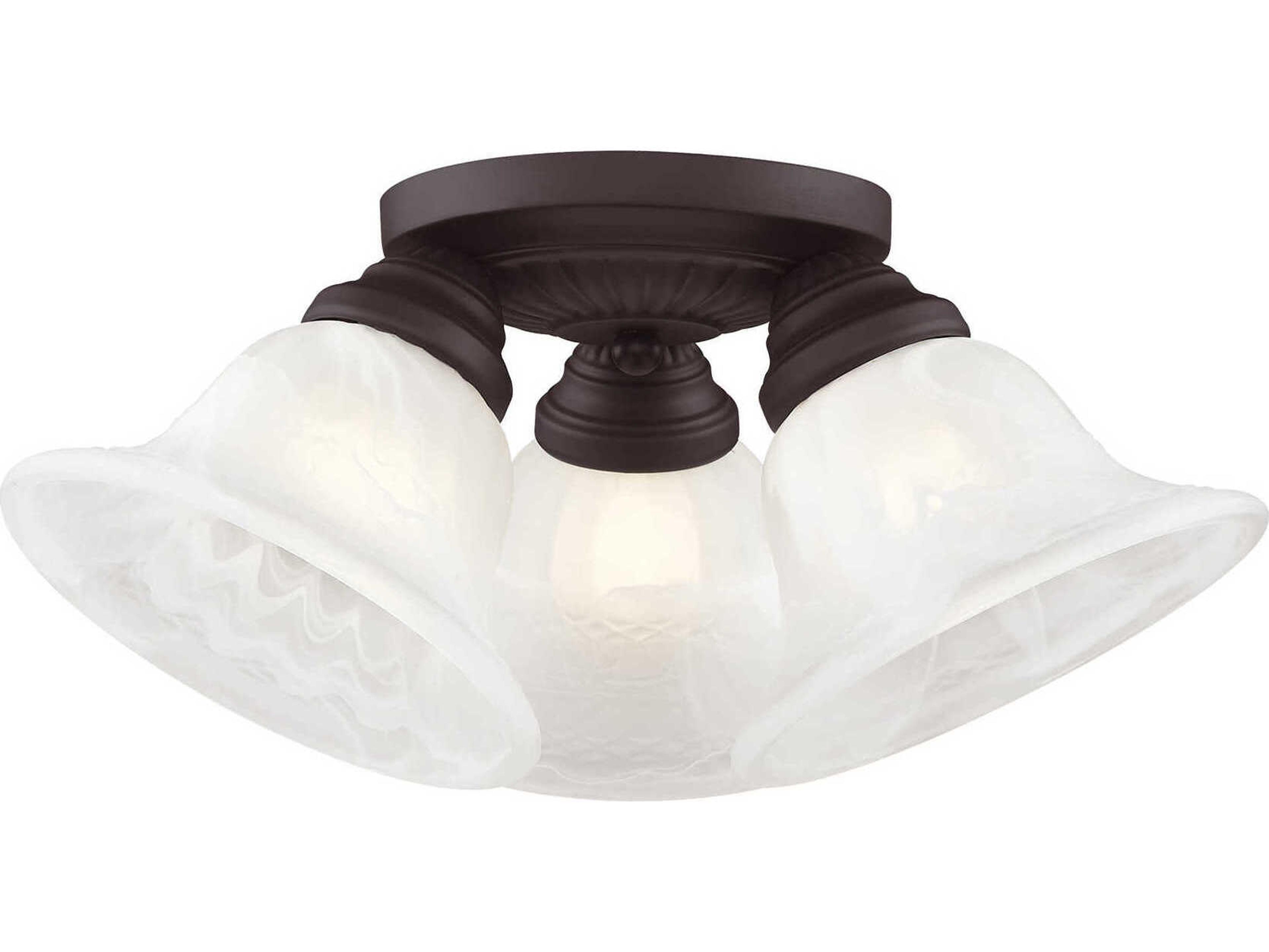 Livex Lighting Edgemont 3-Light Bronze Glass Bell Semi Flush Mount