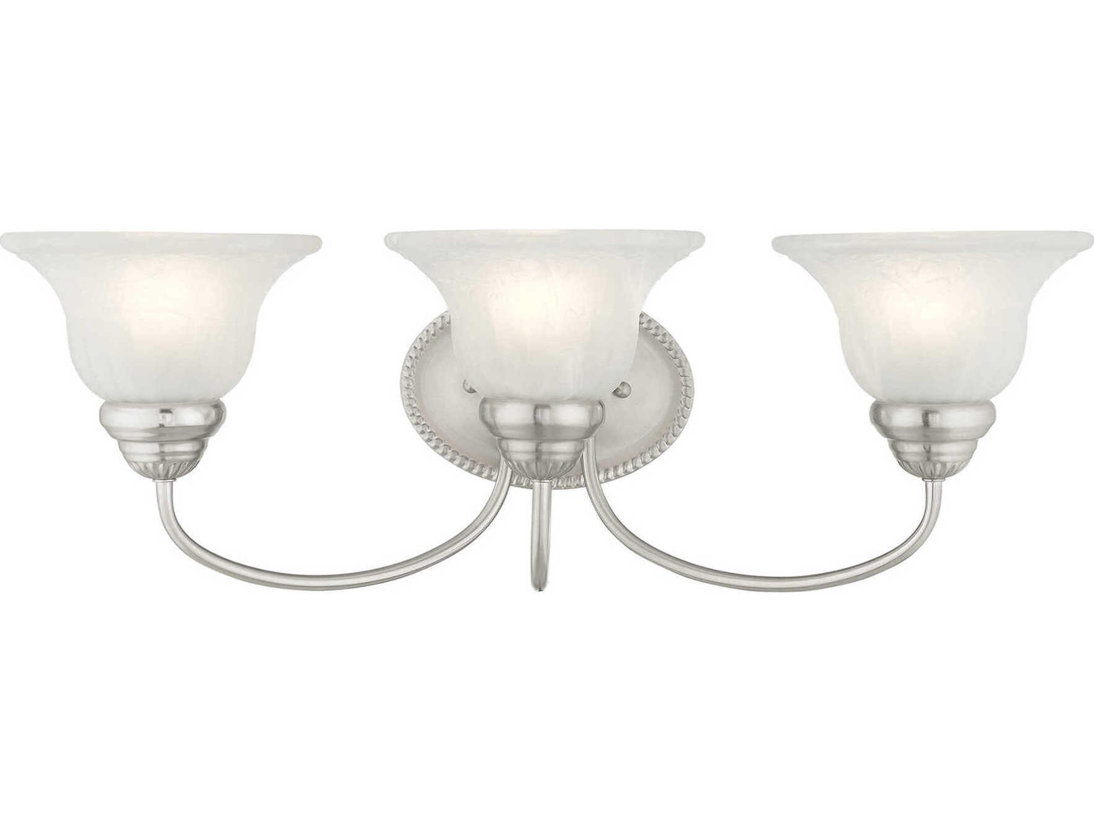 Livex Lighting Edgemont 3-Light Brushed Nickel Glass Vanity Light