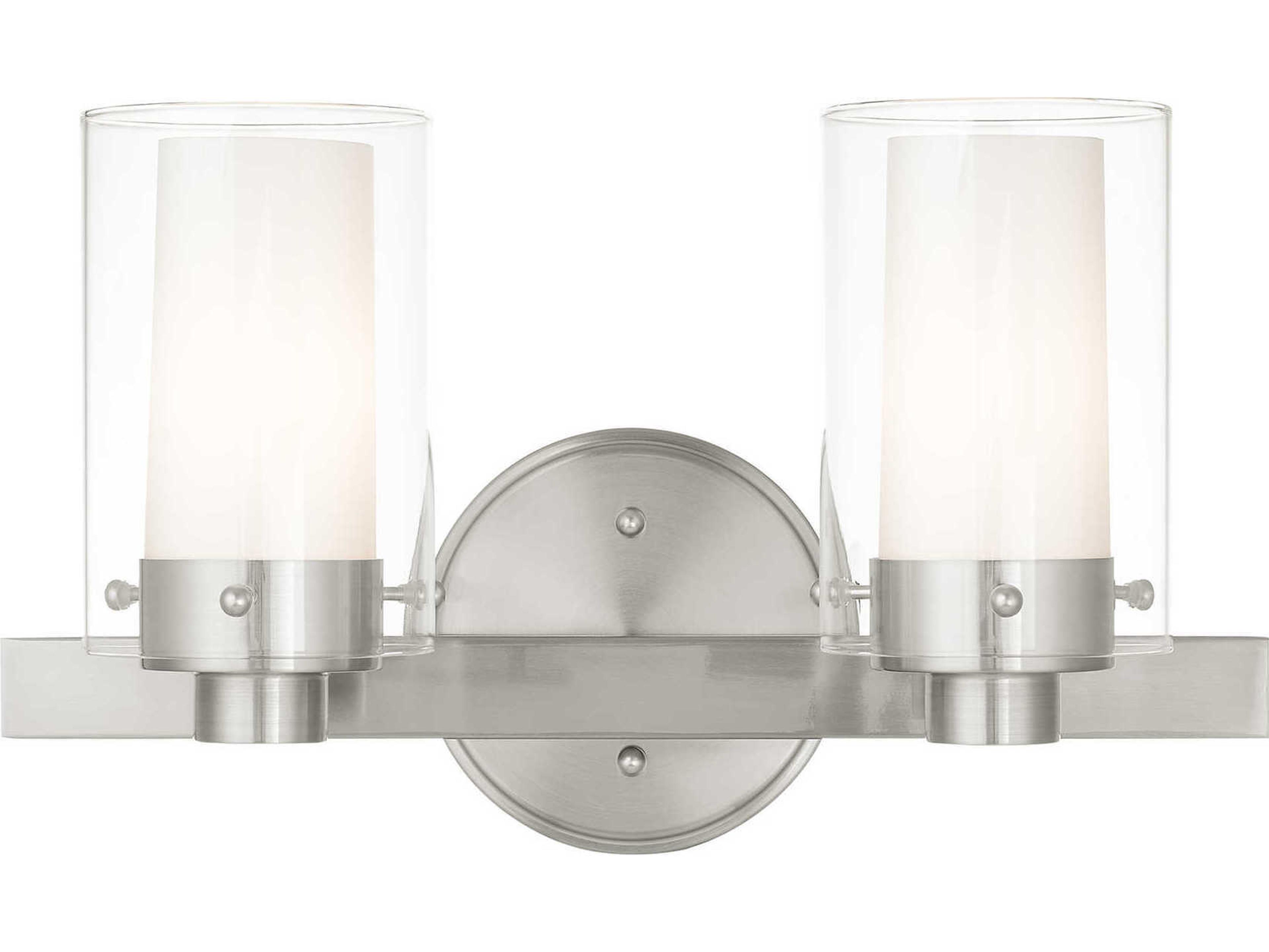 Livex Lighting Manhattan 2-Light Brushed Nickel Glass Vanity Light