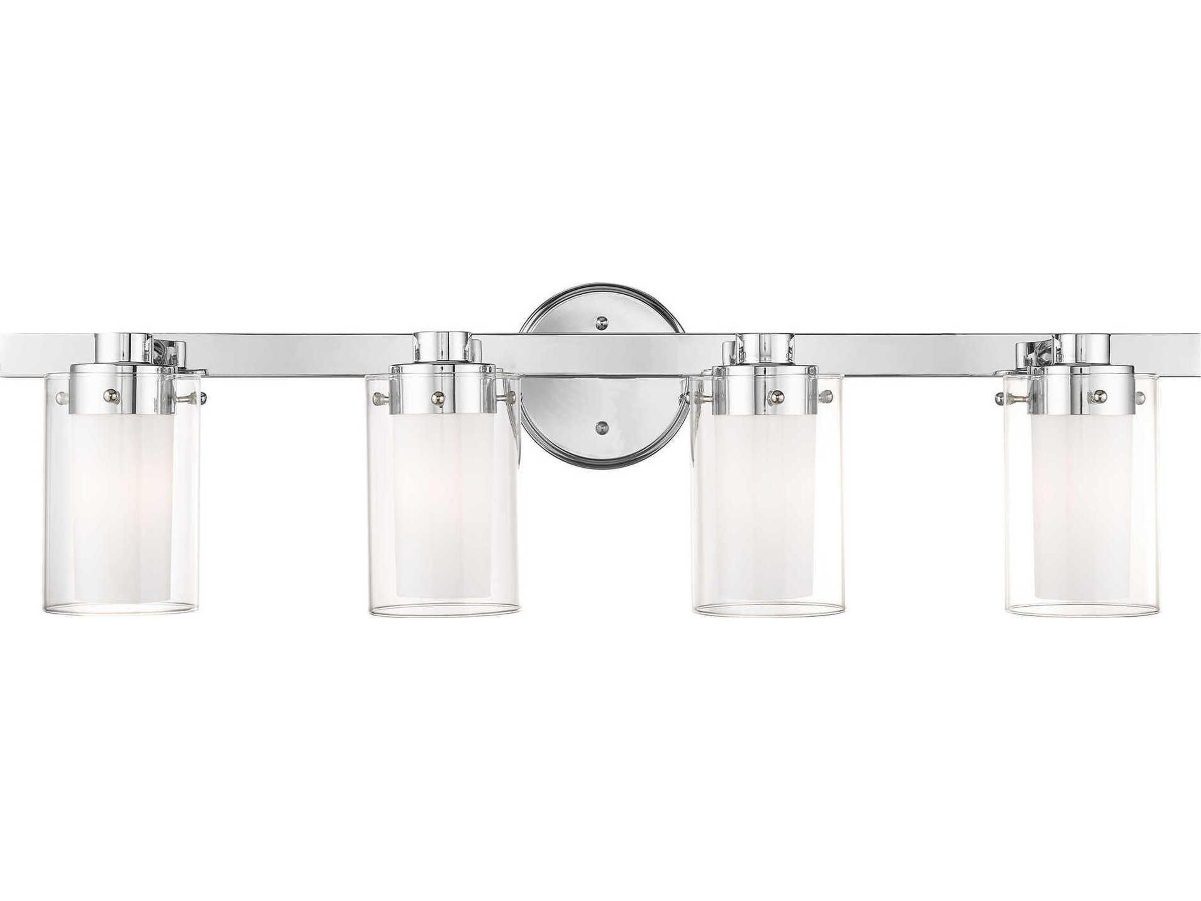 Livex Lighting Manhattan 4-Light Polished Chrome Glass Vanity Light