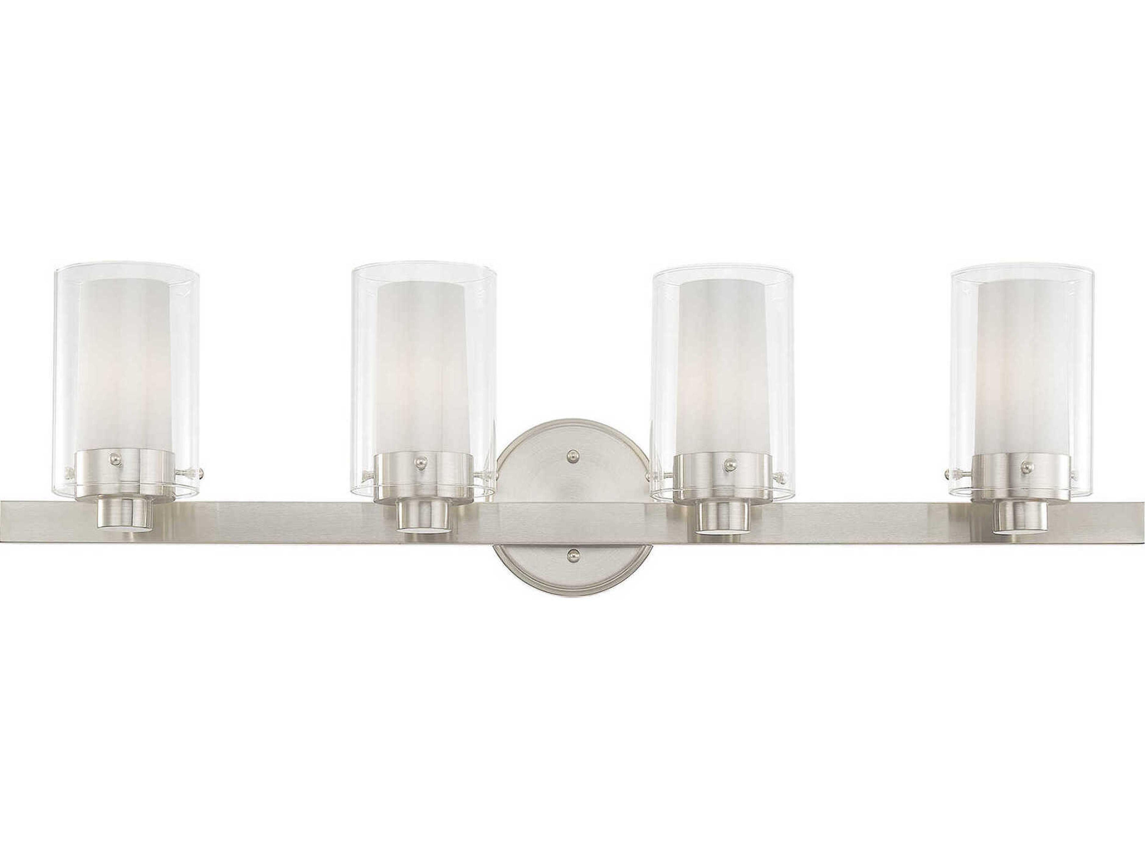Livex Lighting Manhattan 4-Light Brushed Nickel Glass Vanity Light