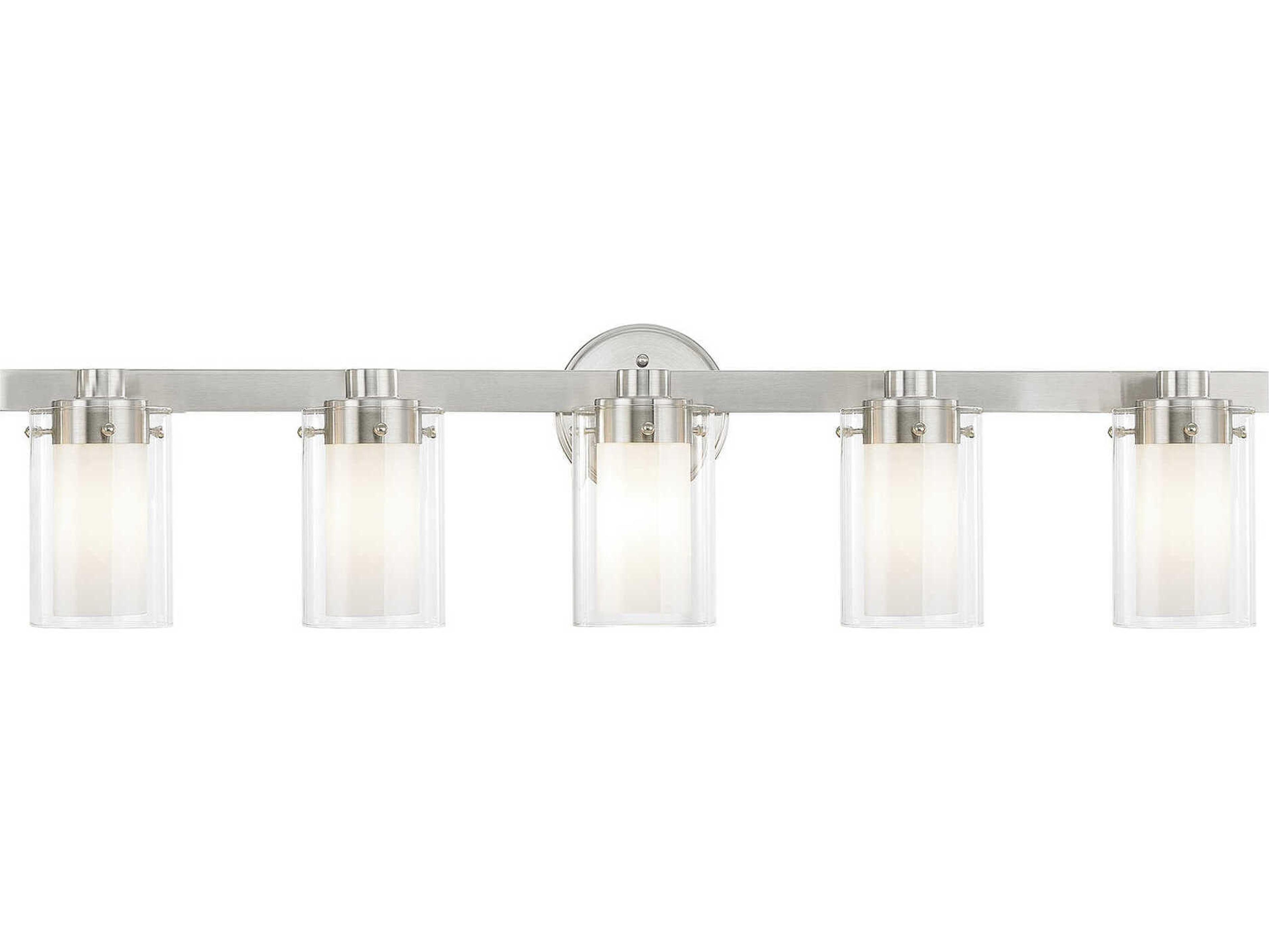 Livex Lighting Manhattan 5-Light Brushed Nickel Glass Vanity Light