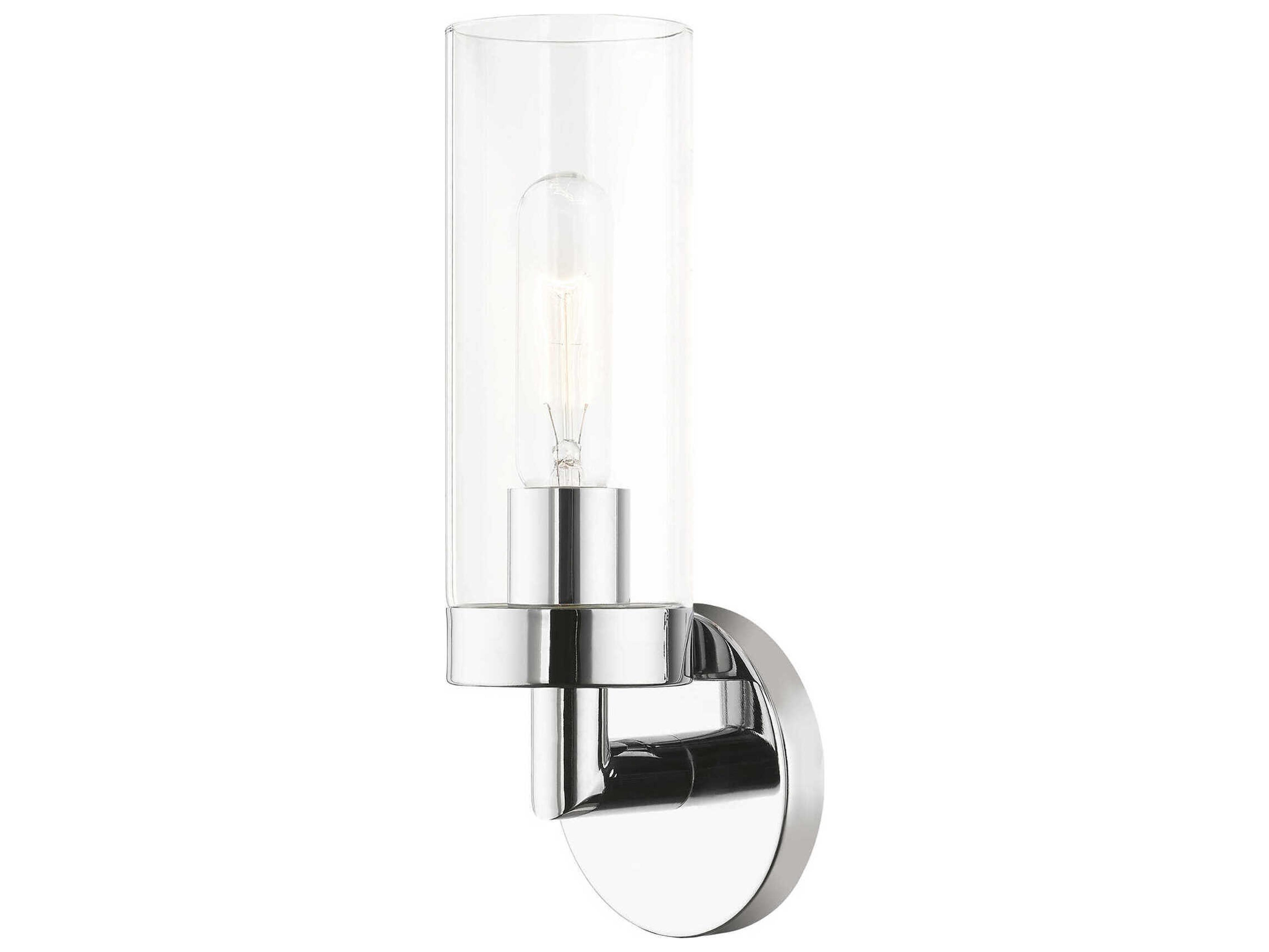 Livex Lighting Ludlow 1-Light Polished Chrome Glass Wall Sconce