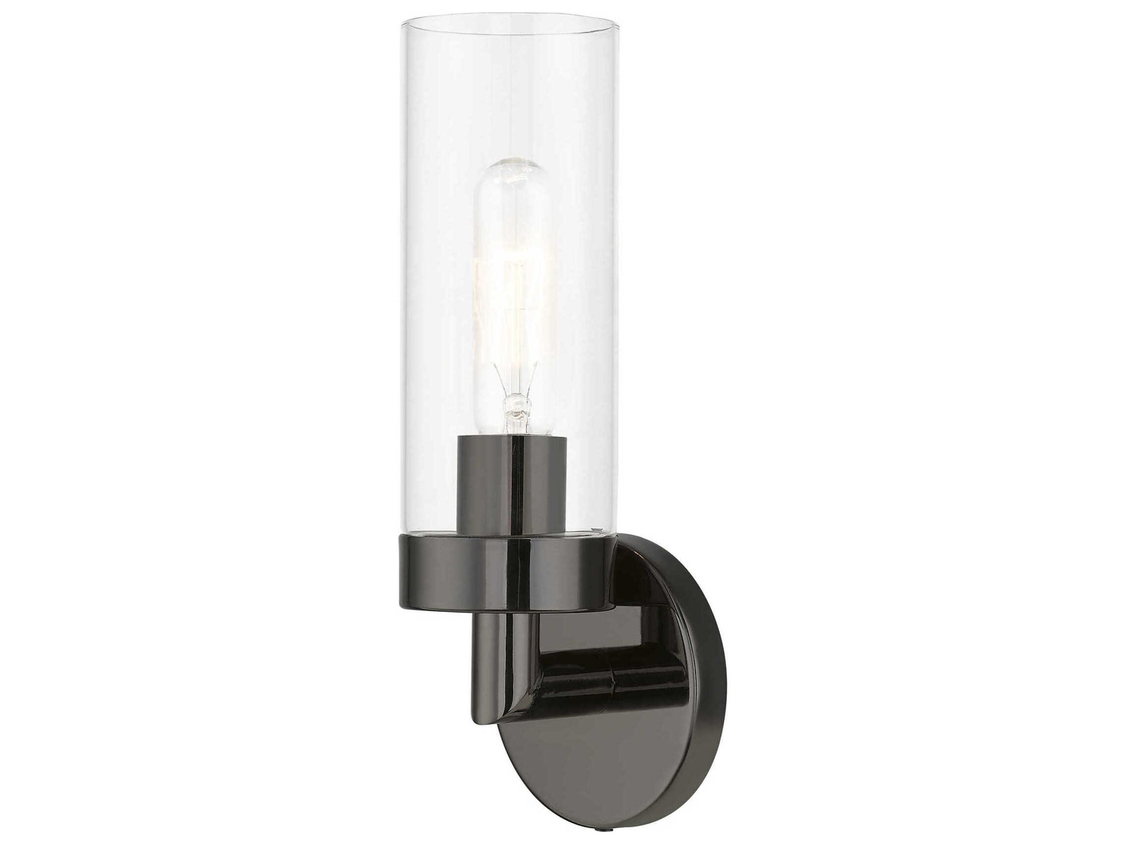 Livex Lighting Ludlow 1-Light Black Chrome Glass Wall Sconce
