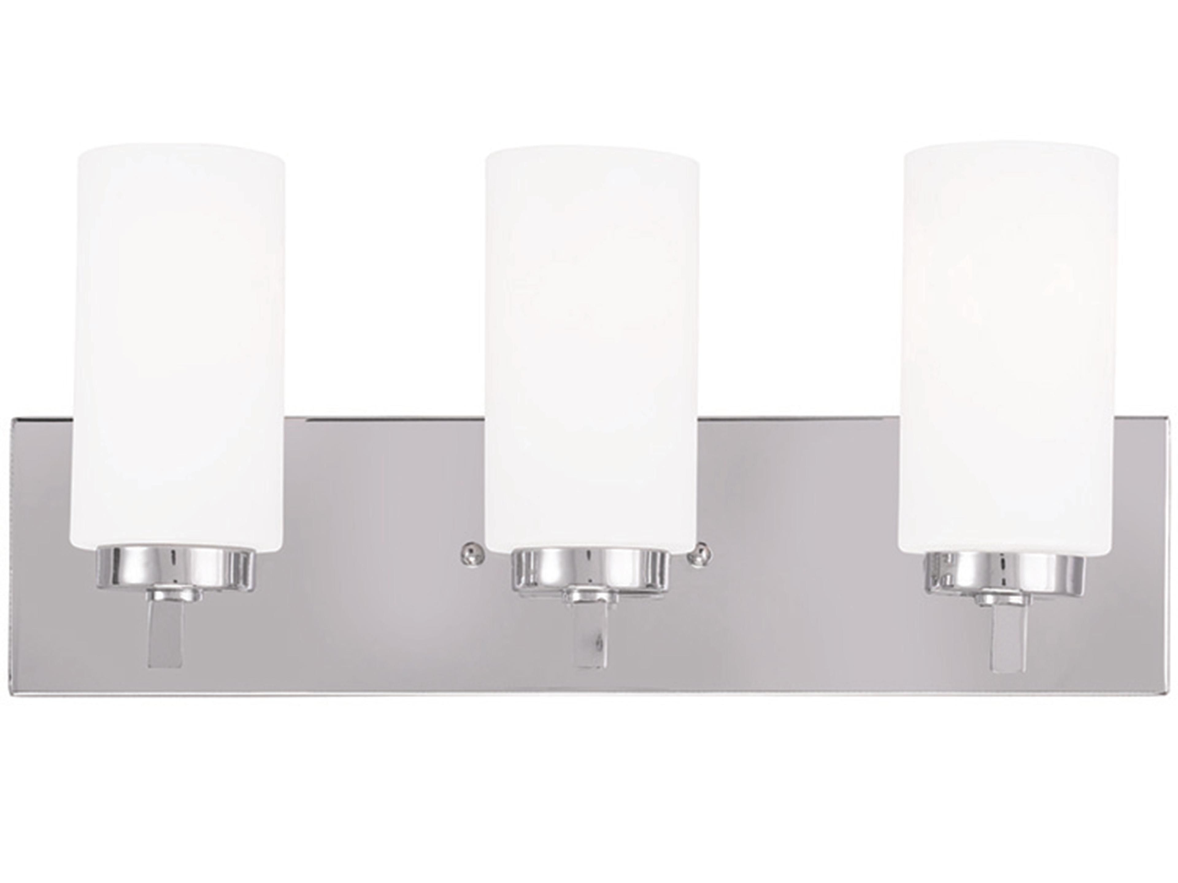 Livex Lighting West Lake 3-Light Polished Chrome Glass Vanity Light