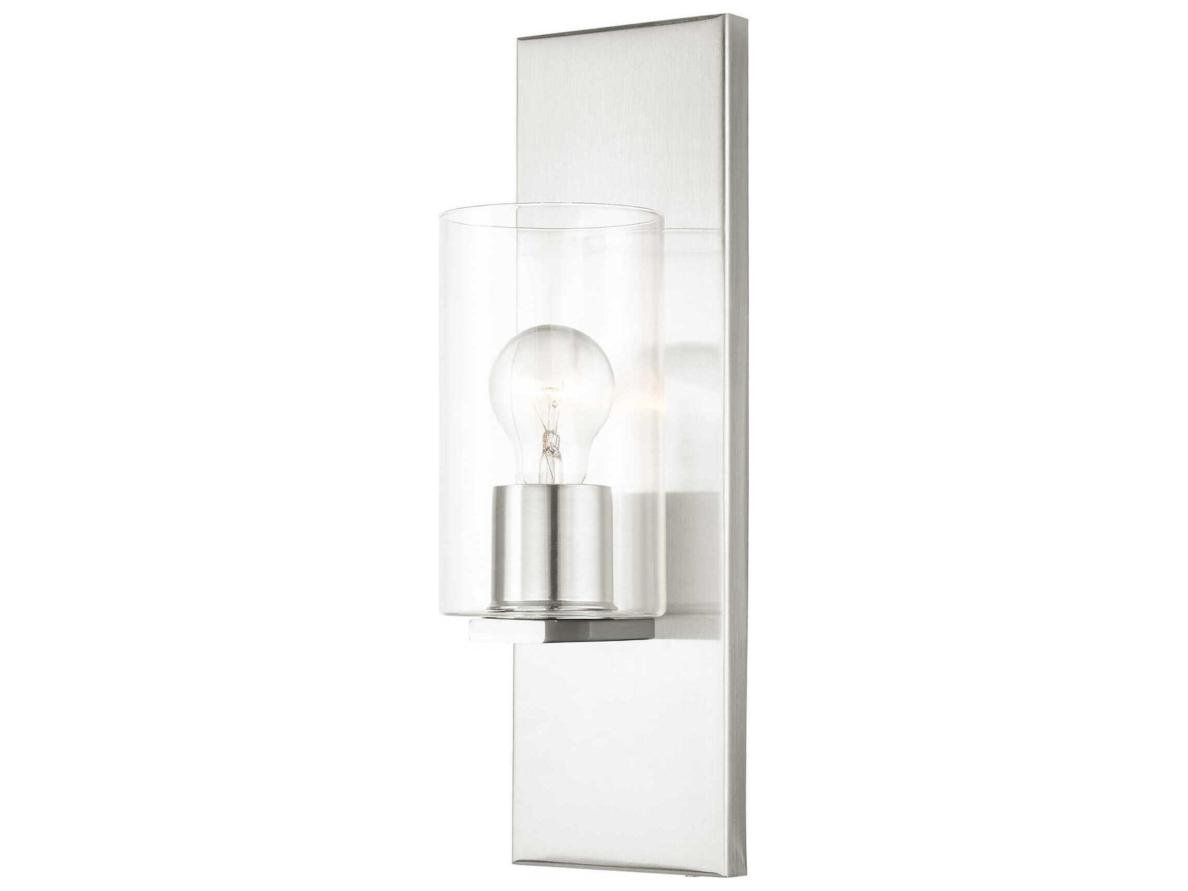 Livex Lighting Zurich 1-Light Brushed Nickel Clear Glass Wall Sconce