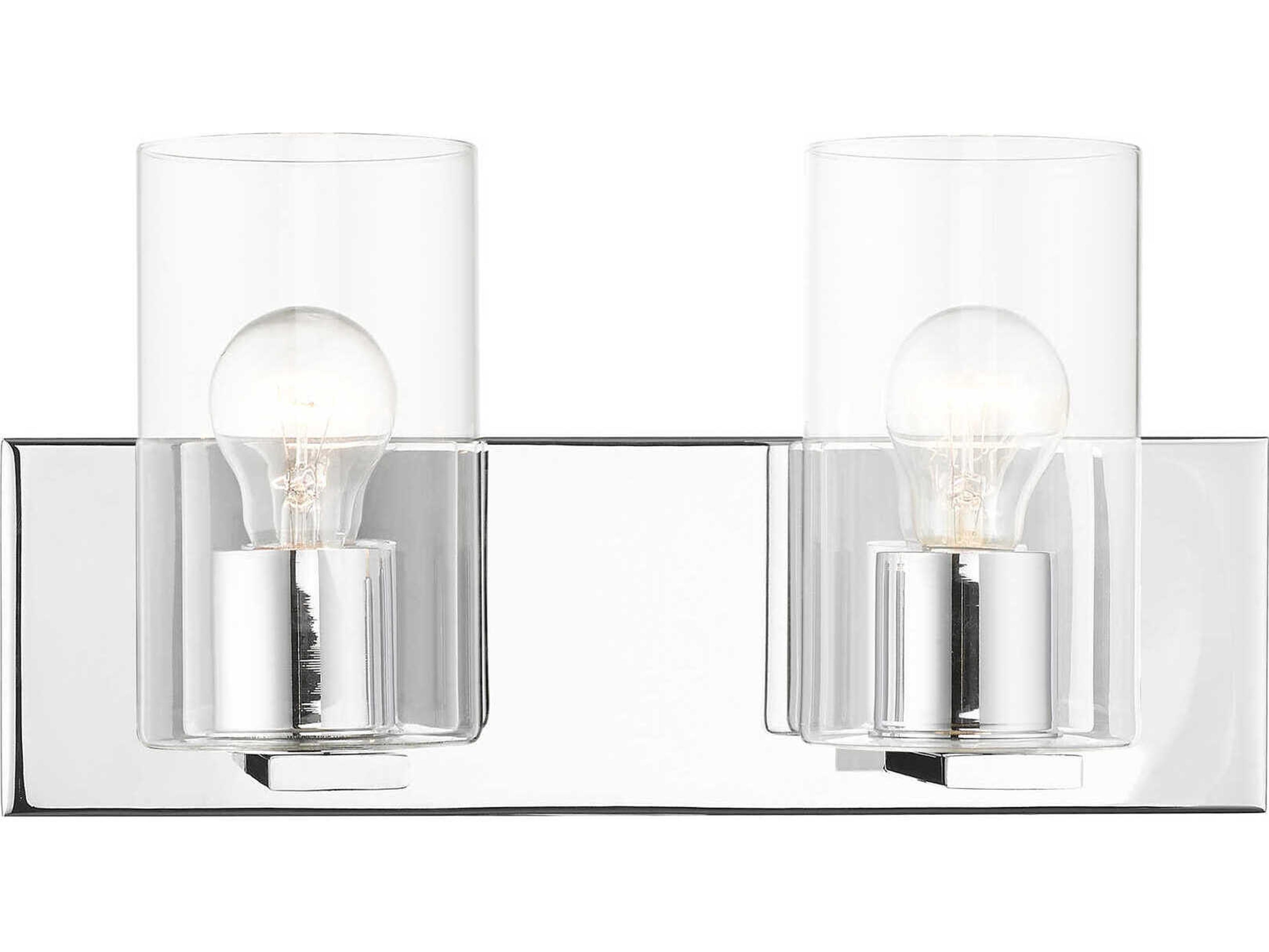 Livex Lighting Zurich 2-Light Polished Chrome Clear Glass Vanity Light